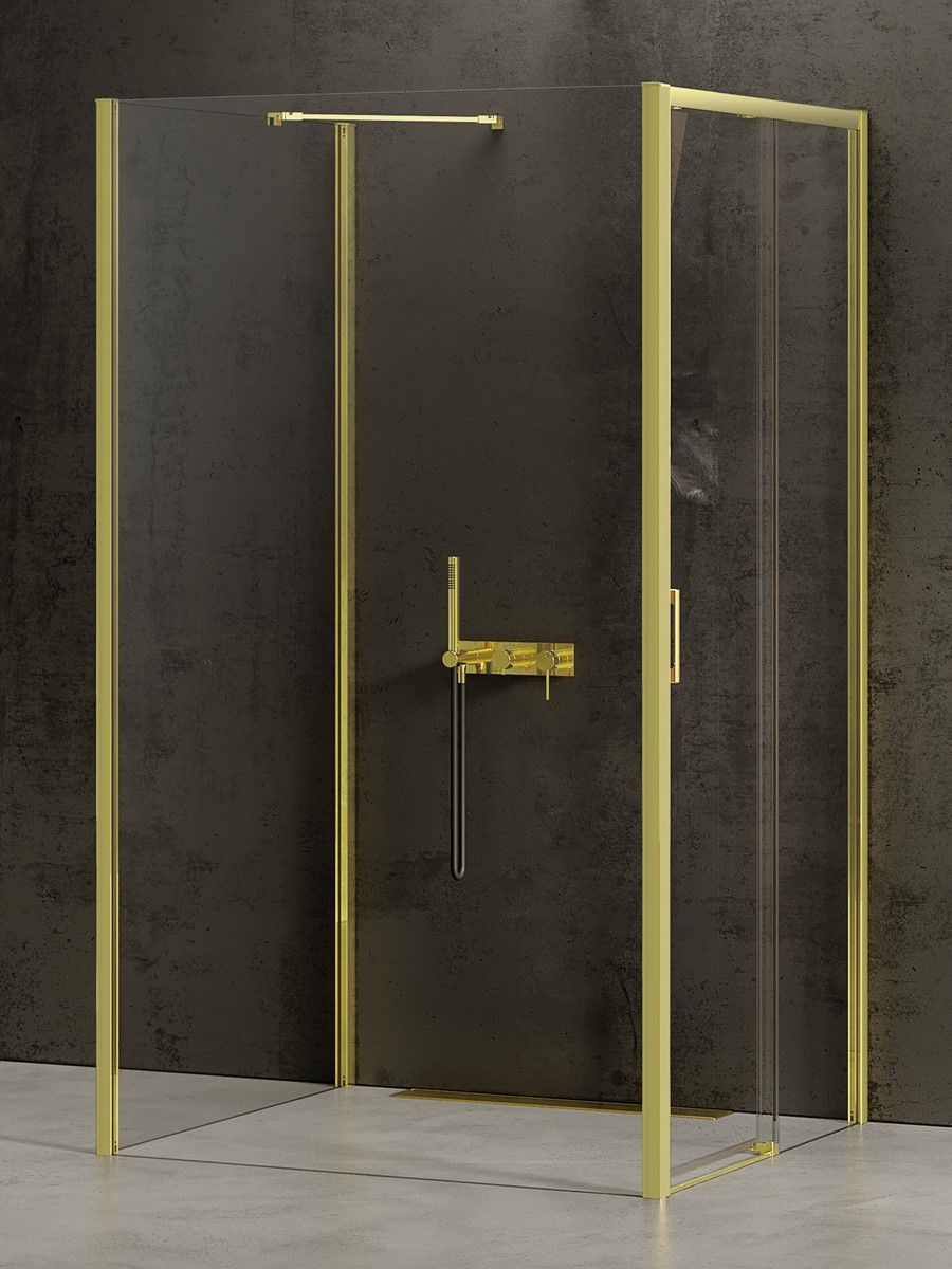 New Trendy Prime Light Gold kabina prysznicowa 110x110 cm kwadratowa prawa złoty/szkło przezroczyste K-1644