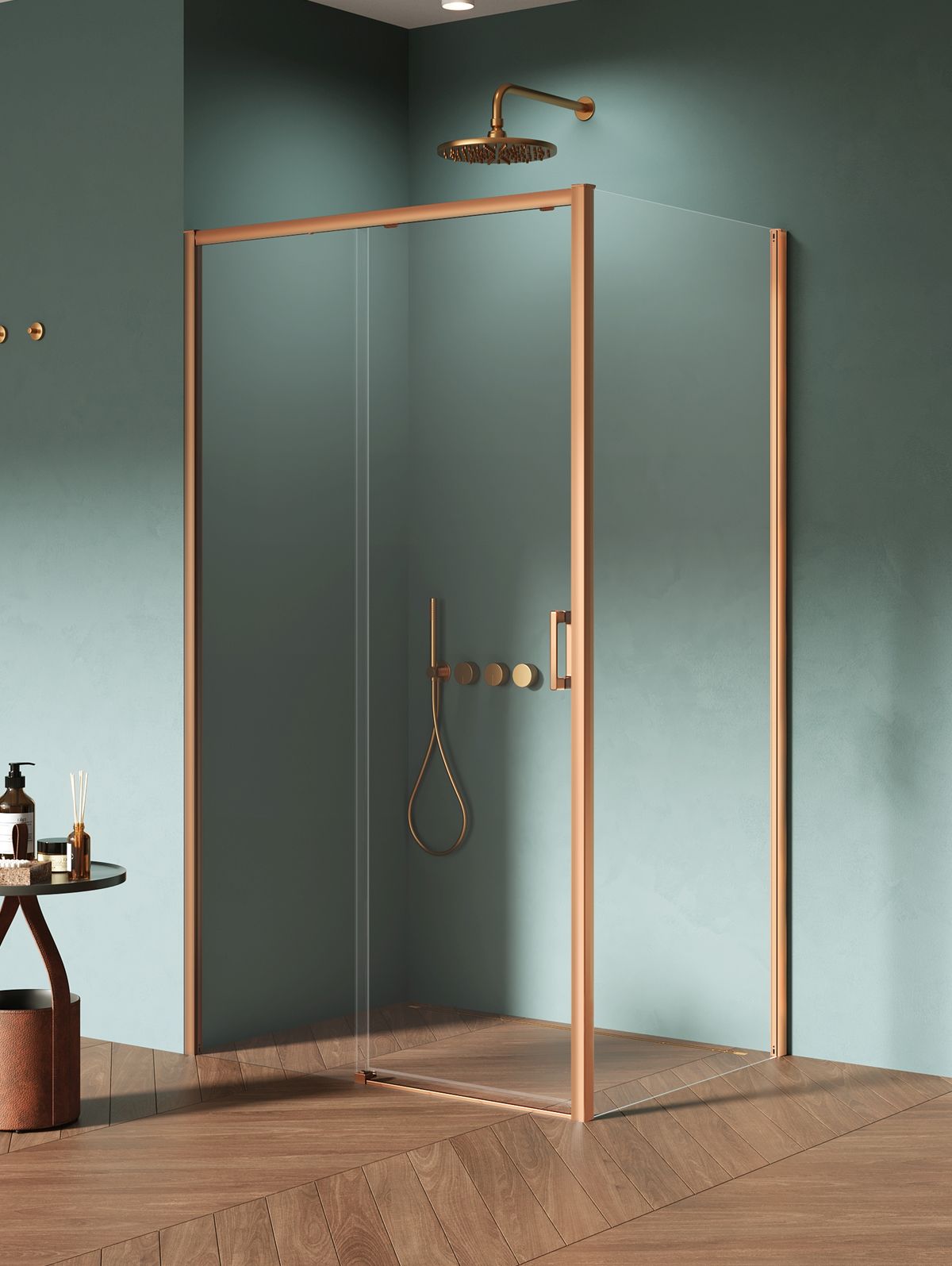 New Trendy Prime Copper Brushed kabina prysznicowa 140x90 cm prostokątna miedź szczotkowana/szkło przezroczyste D-0820A/D-0342B