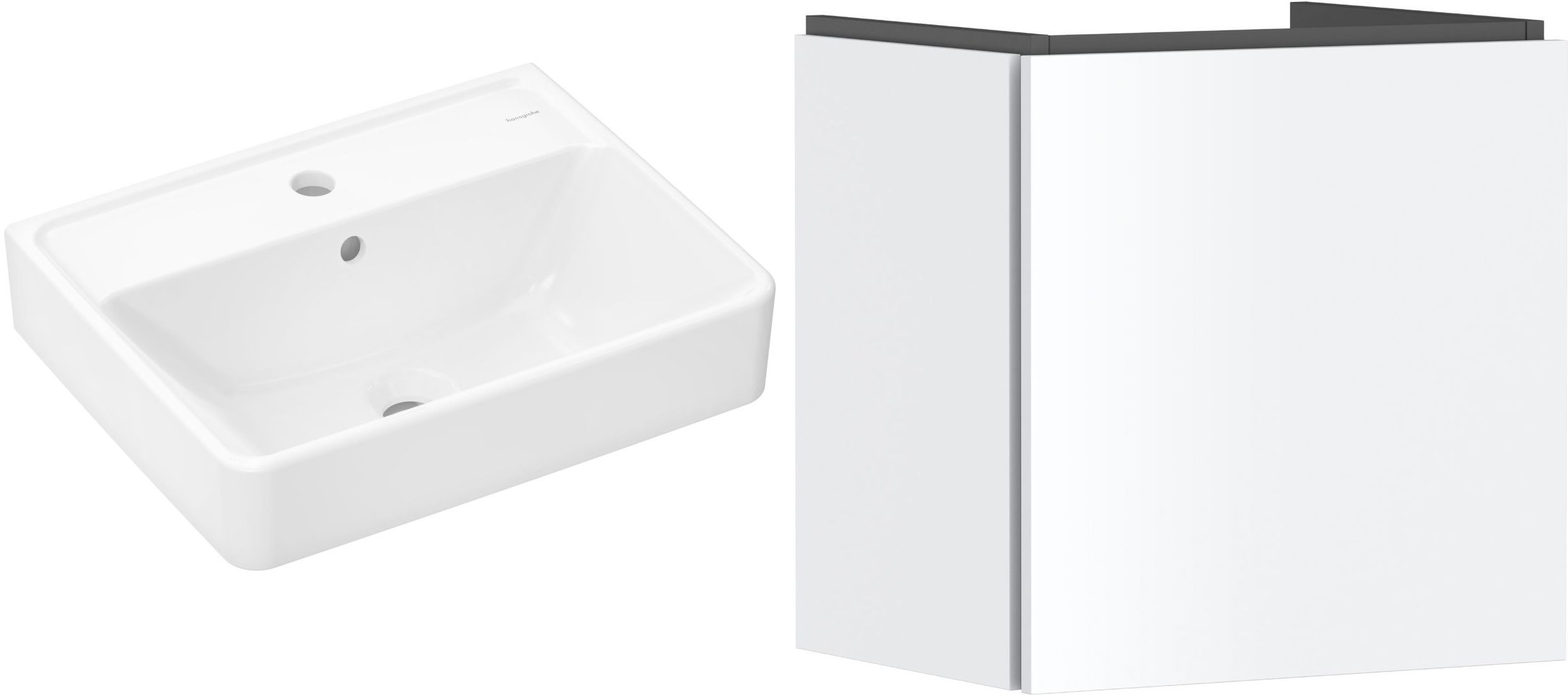 Zestaw Hansgrohe Xanuia Q umywalka z szafką Xilesa E 50 cm biały (54247700, 61008450)