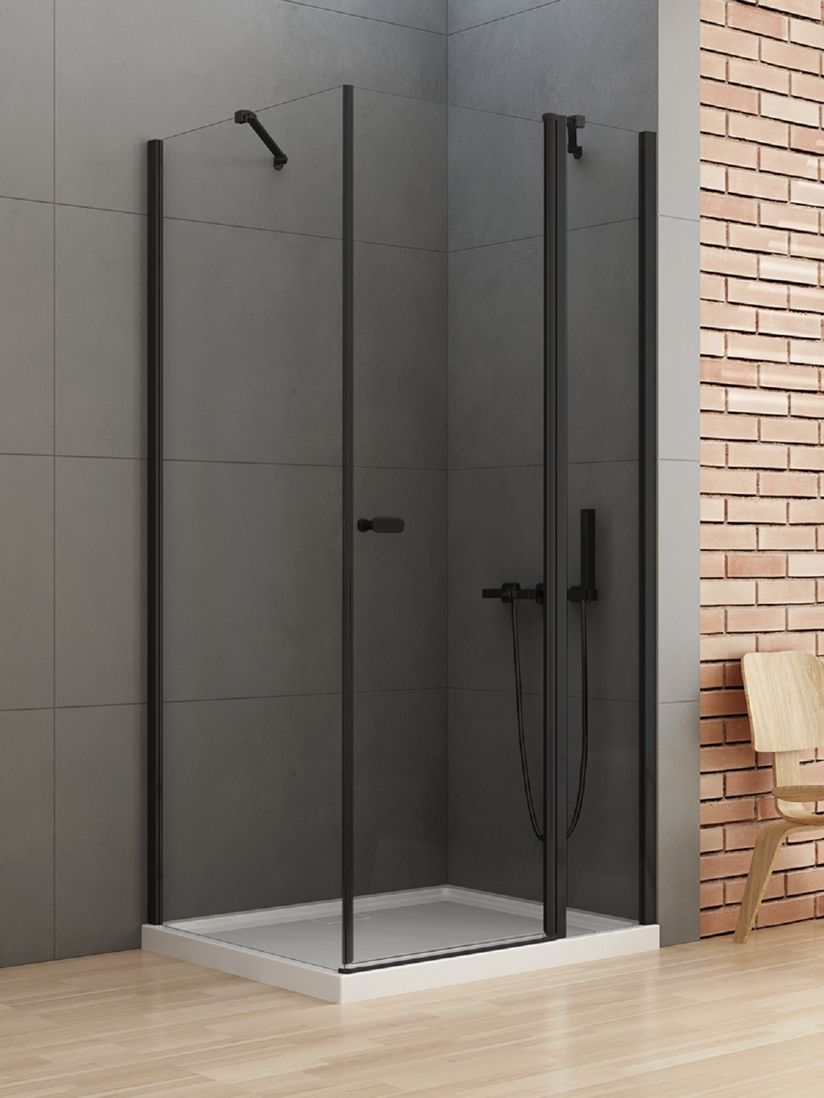 New Trendy New Soleo Black kabina prysznicowa 110x100 cm prostokątna czarny mat/szkło przezroczyste K-0549