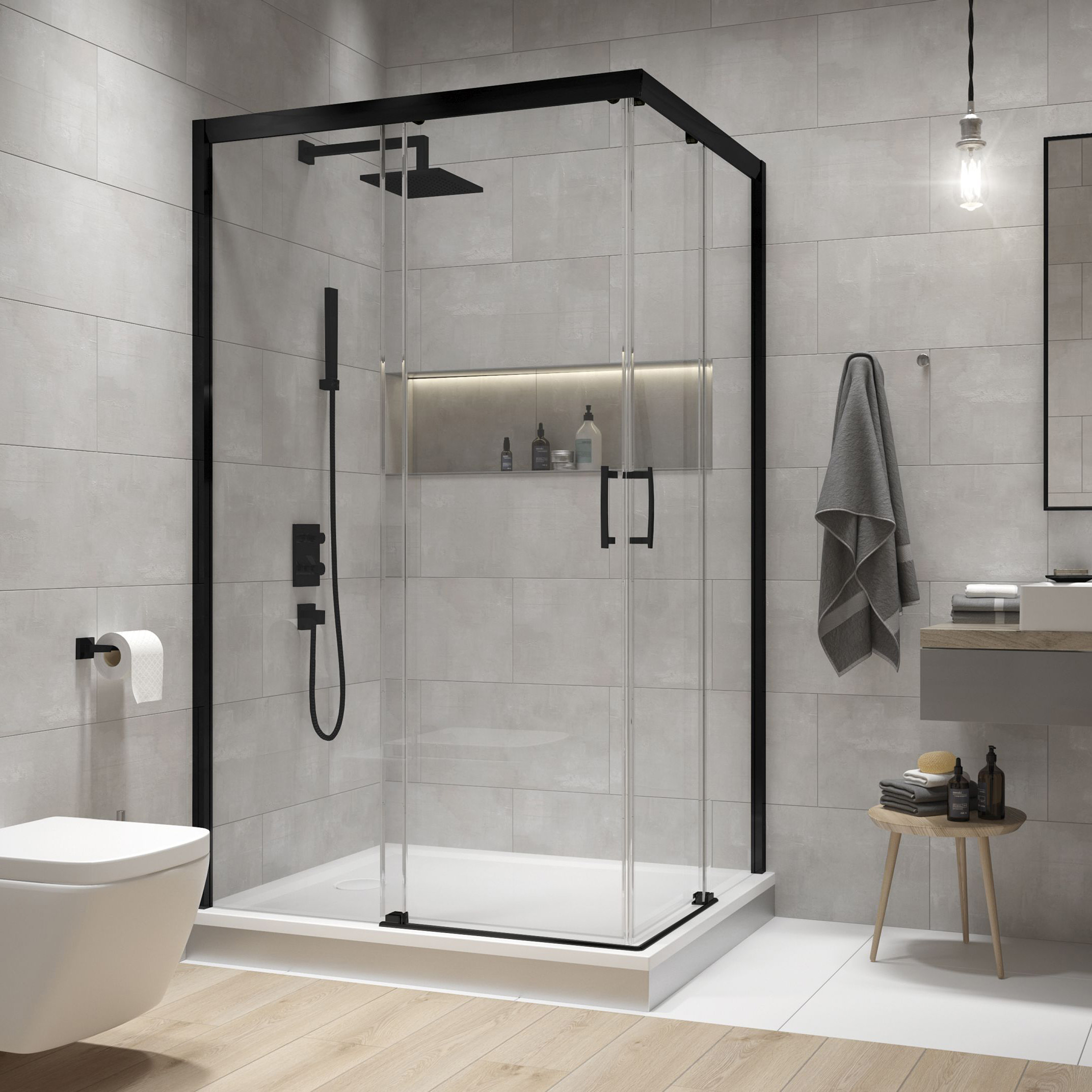 Sanplast Free Zone kabina prysznicowa 120x80 cm prostokątna czarny mat/szkło przezroczyste 600-271-3670-59-401