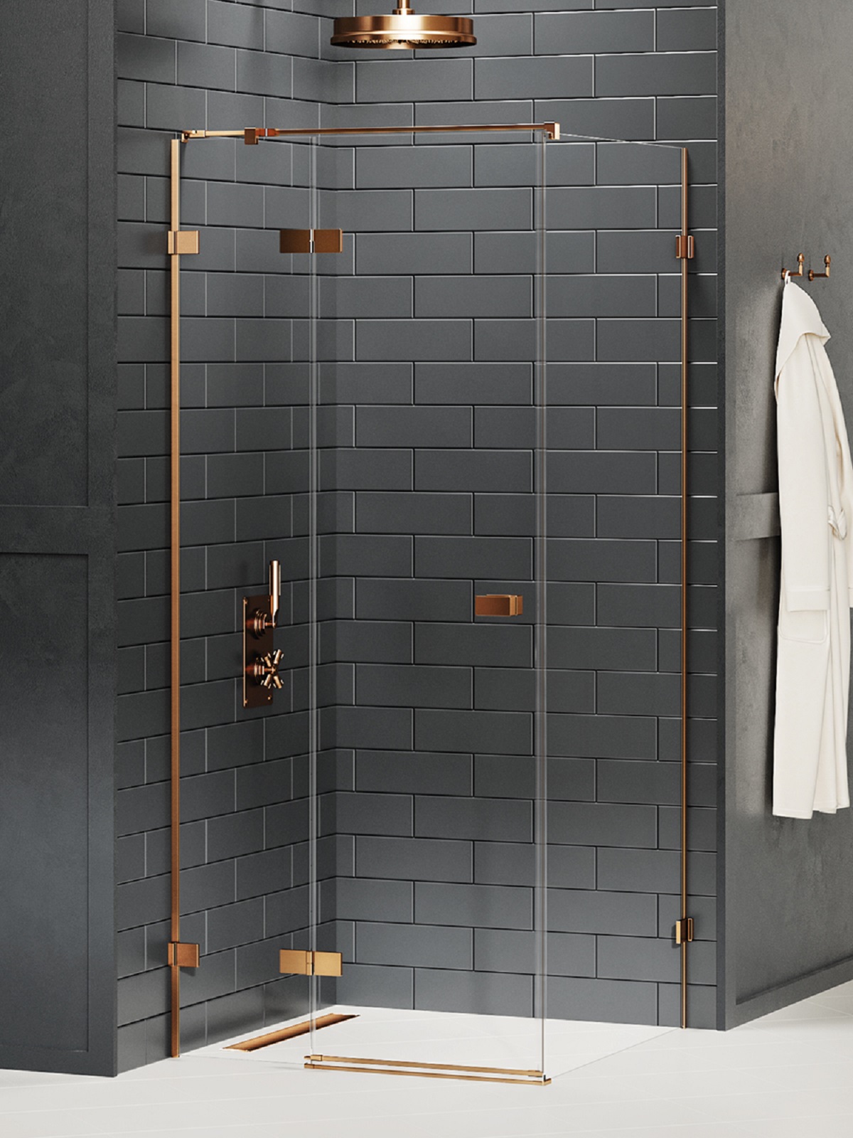 New Trendy Avexa Copper Brushed kabina prysznicowa 110x90 cm prostokątna lewa miedź szczotkowana/szkło przezroczyste EXK-3565
