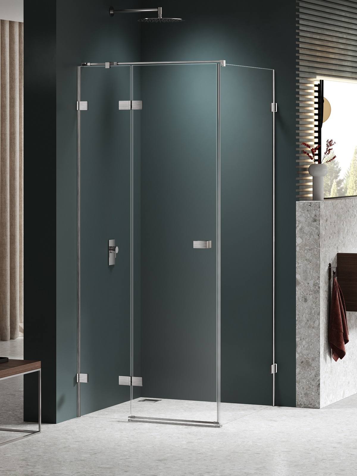 New Trendy Avexa Nickel Brushed kabina prysznicowa 110x120 cm prostokątna lewa nikiel szczotkowany/szkło przezroczyste EXK-8494