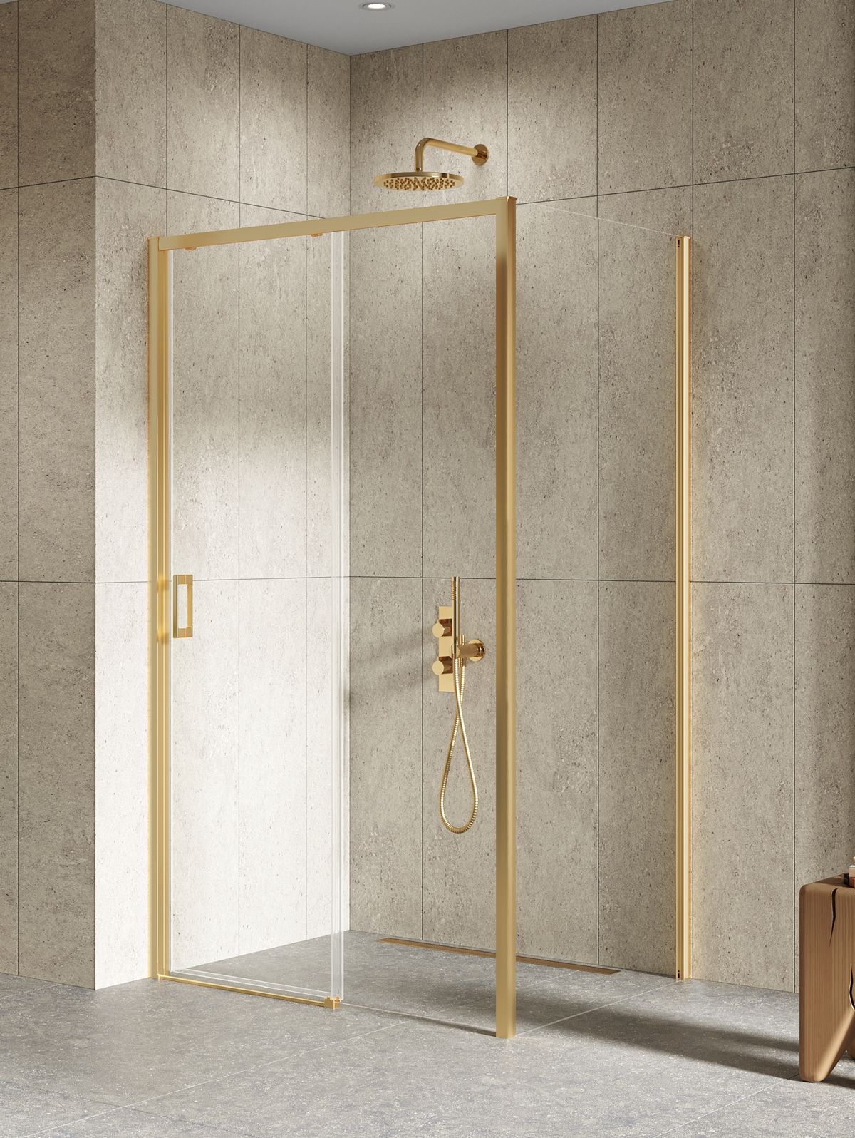 New Trendy Prime Gold Brushed kabina prysznicowa 140x80 cm złoty szczotkowany/szkło przezroczyste K-3823