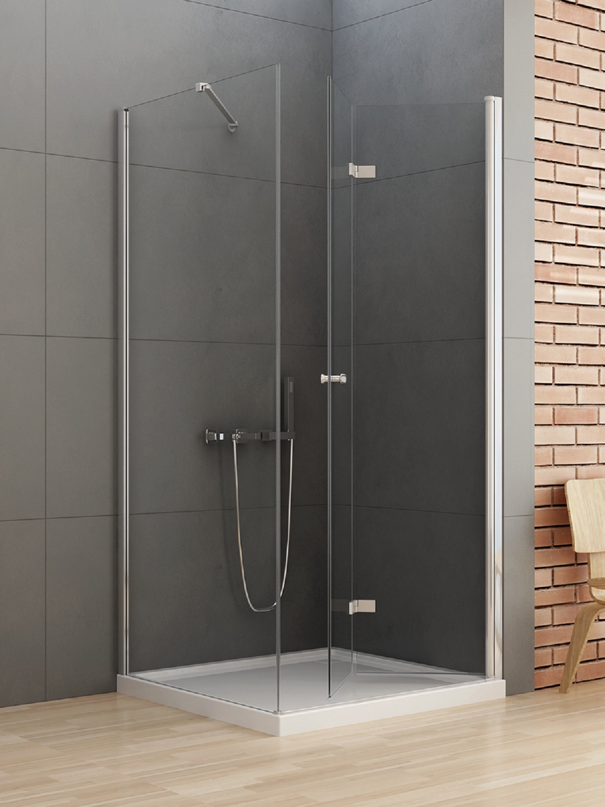 New Trendy New Soleo kabina prysznicowa 100x80 cm prostokątna prawa chrom połysk/szkło przezroczyste D-0154A/D-0087B