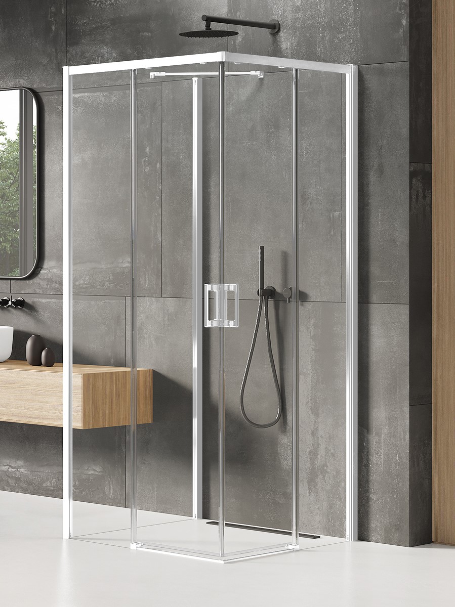 New Trendy Prime White kabina prysznicowa 100x80 cm prawa biały mat/szkło przezroczyste K-1536