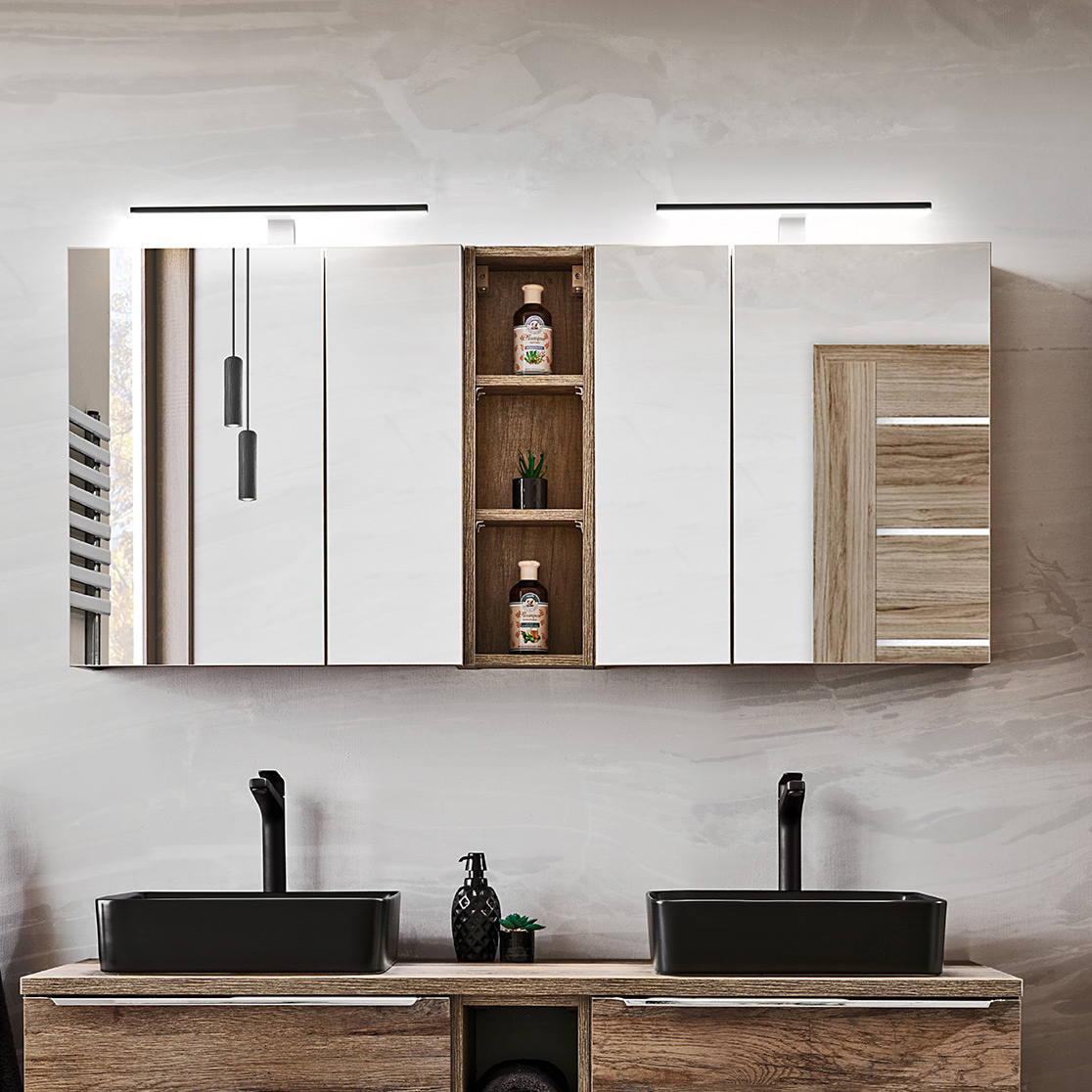 Comad Sante Fe Oak szafka 60x17x65 cm z lustrem dąb SANTA FE OAK 84-60-A-2D