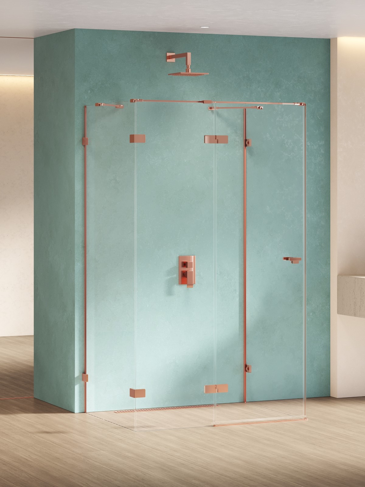 New Trendy Eventa Copper Shine kabina prysznicowa 80x90 cm prostokątna lewa miedź połysk/szkło przezroczyste EXK-6475