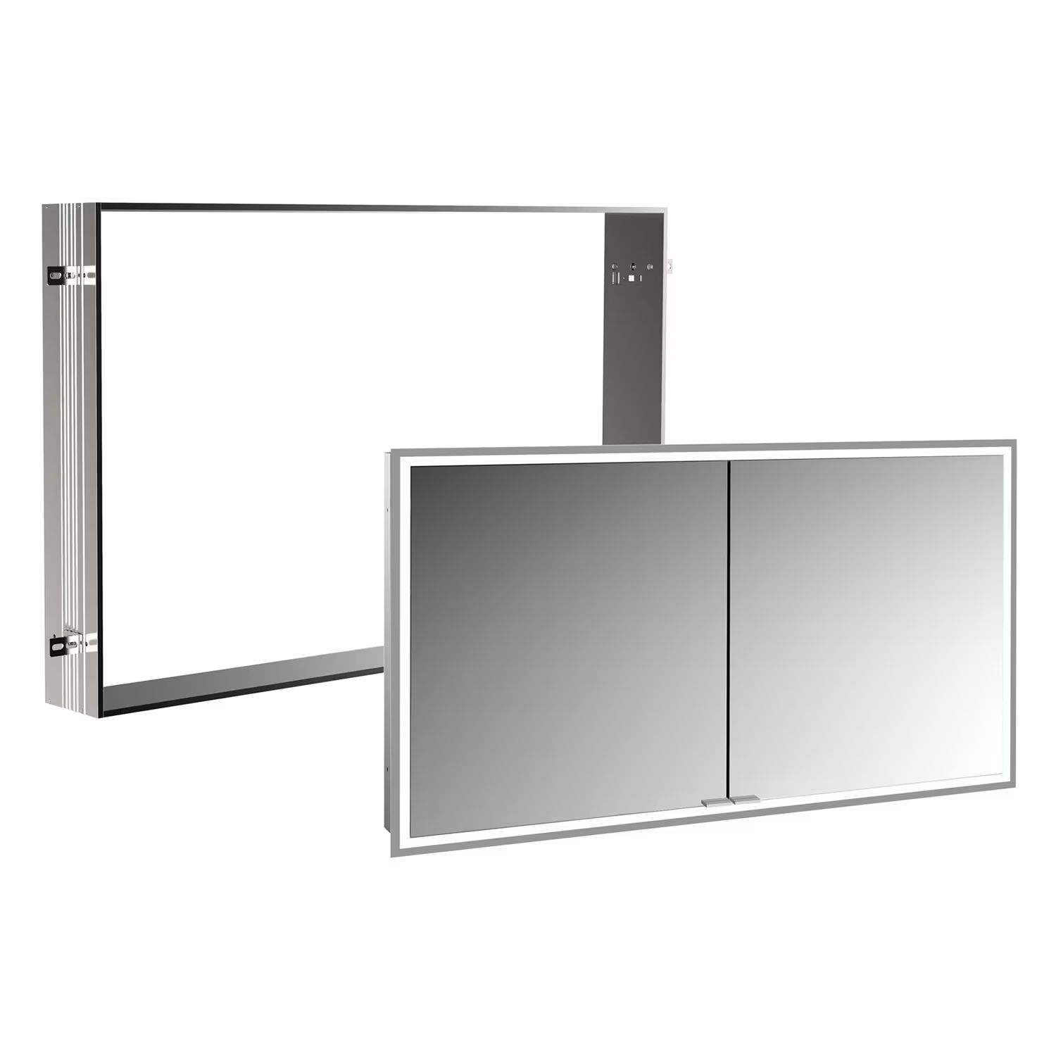 Zestaw Kronenbach Cube 2.0 szafka 120x17x70 cm z lustrem srebro anodowane z ramą montażową KB100207CR-Set