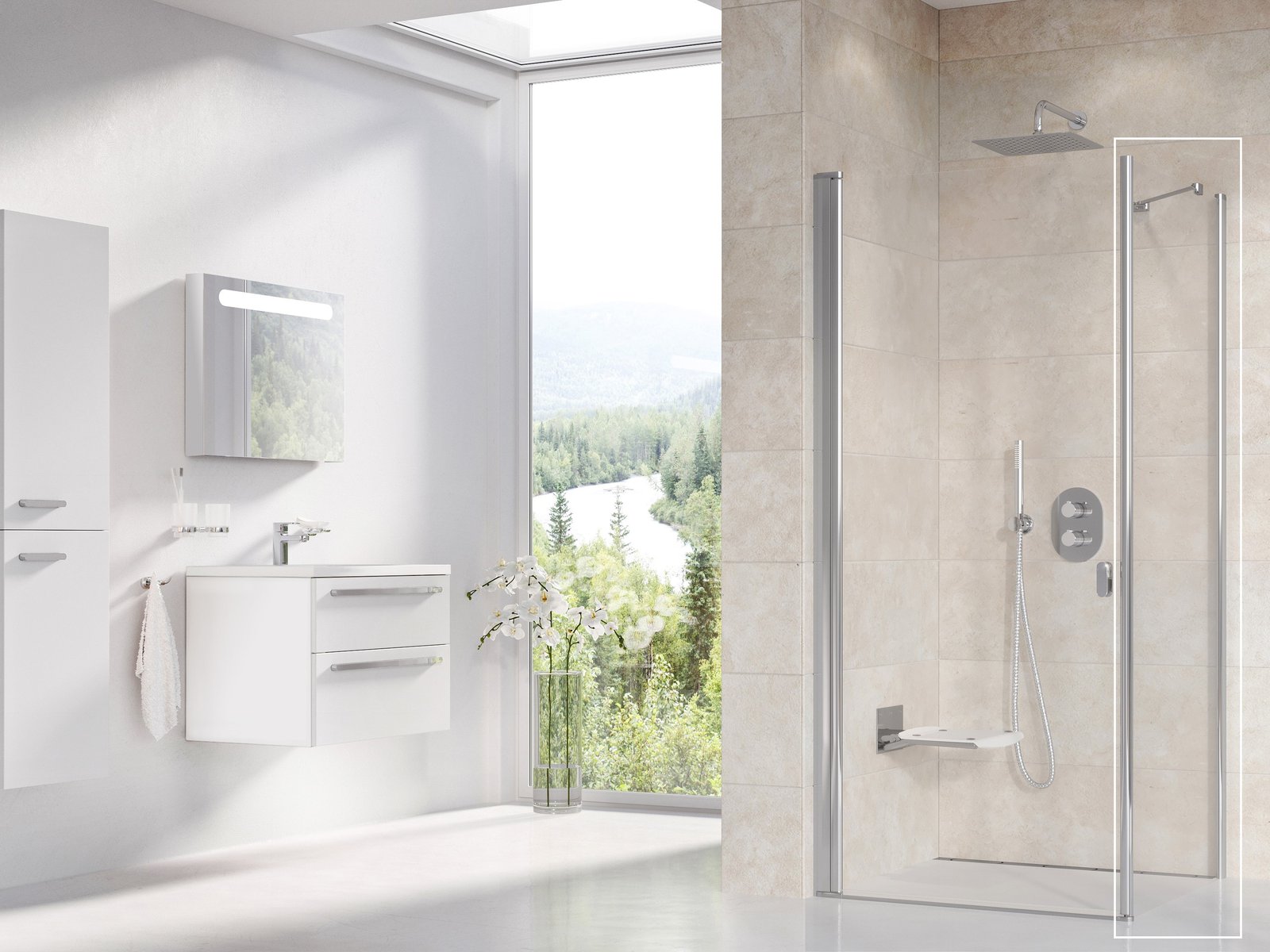 Ravak Chrome CPS-90 ścianka prysznicowa 90 cm stała polerowane aluminium/szkło przezroczyste 9QV70C00Z1