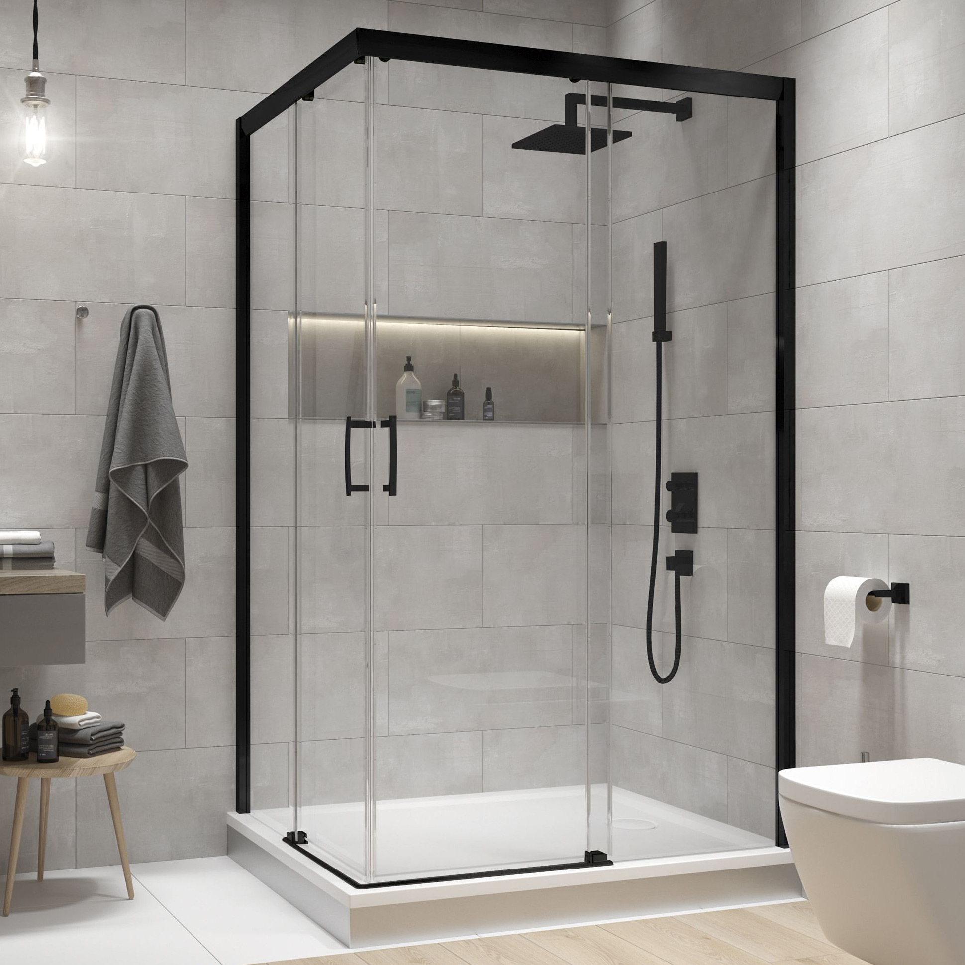Sanplast Free Zone kabina prysznicowa 100x80 cm prostokątna czarny mat/szkło przezroczyste 600-271-3640-59-401 - Wysyłka w 24h