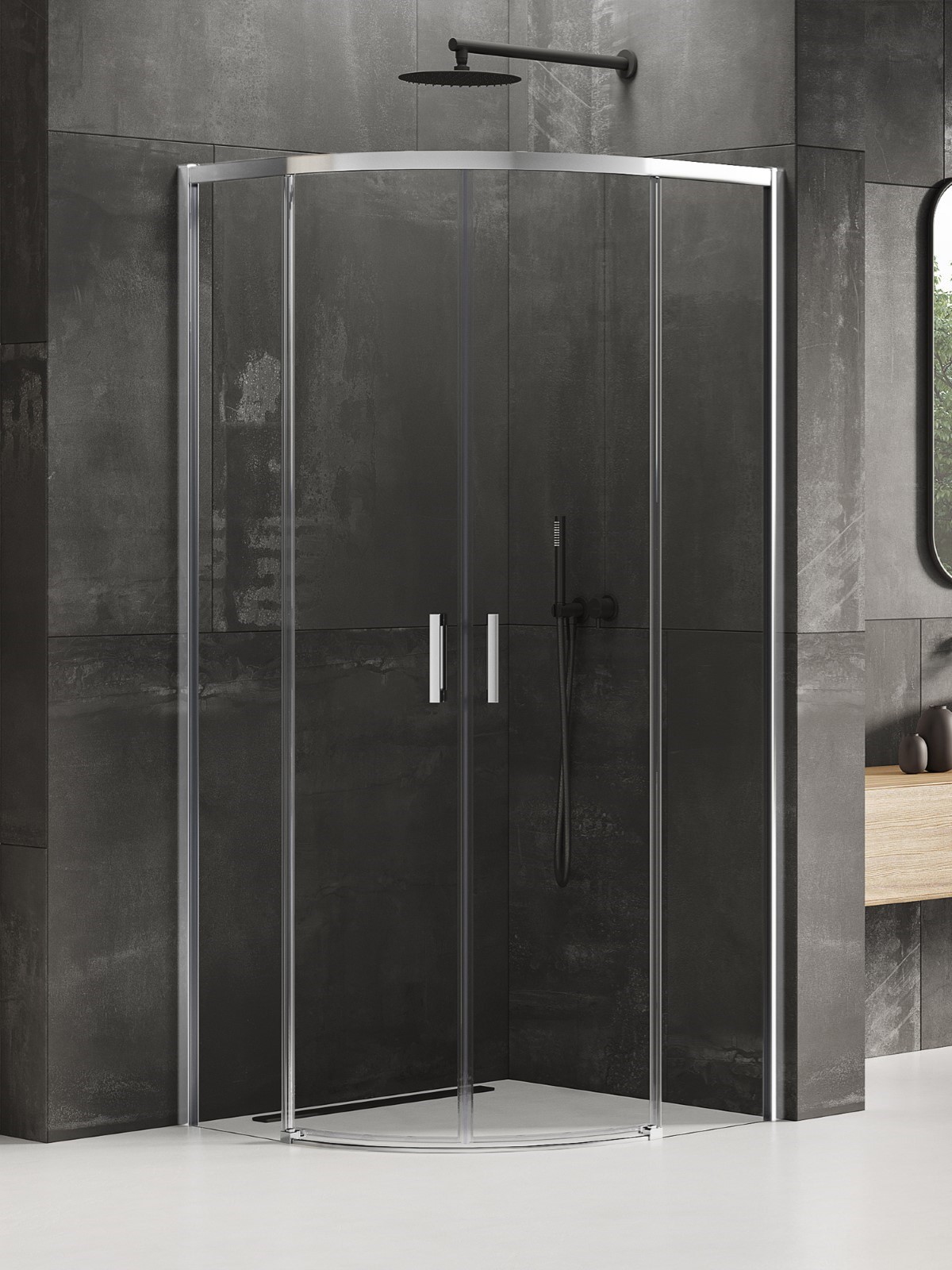 New Trendy Prime kabina prysznicowa 90x90 cm półokrągła chrom połysk/szkło przezroczyste K-3555
