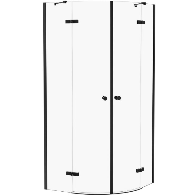 NEW TRENDY Kabina prysznicowa półokrągła KALIBRA BLACK 2D R55 90x90x1