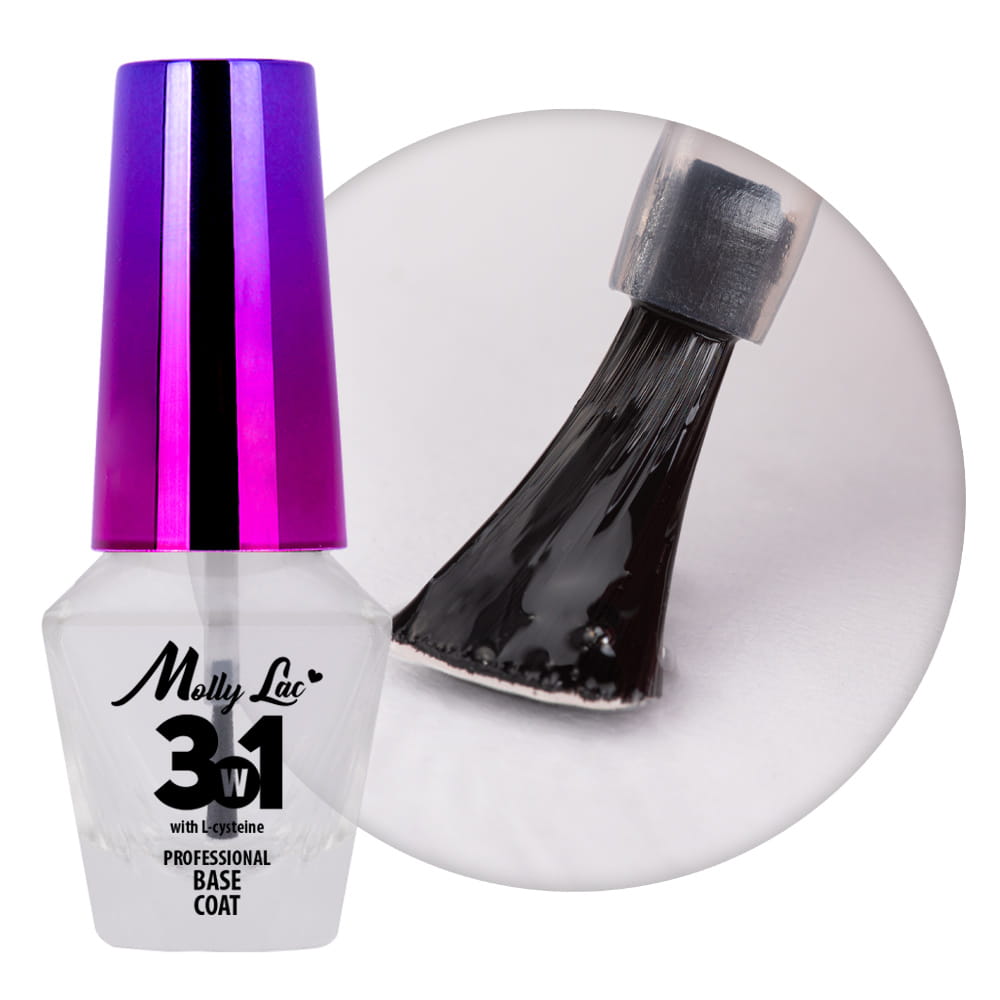 Baza podkładowa 3w1 MollyLac Base coat do lakierów klasycznych Clear 10ml
