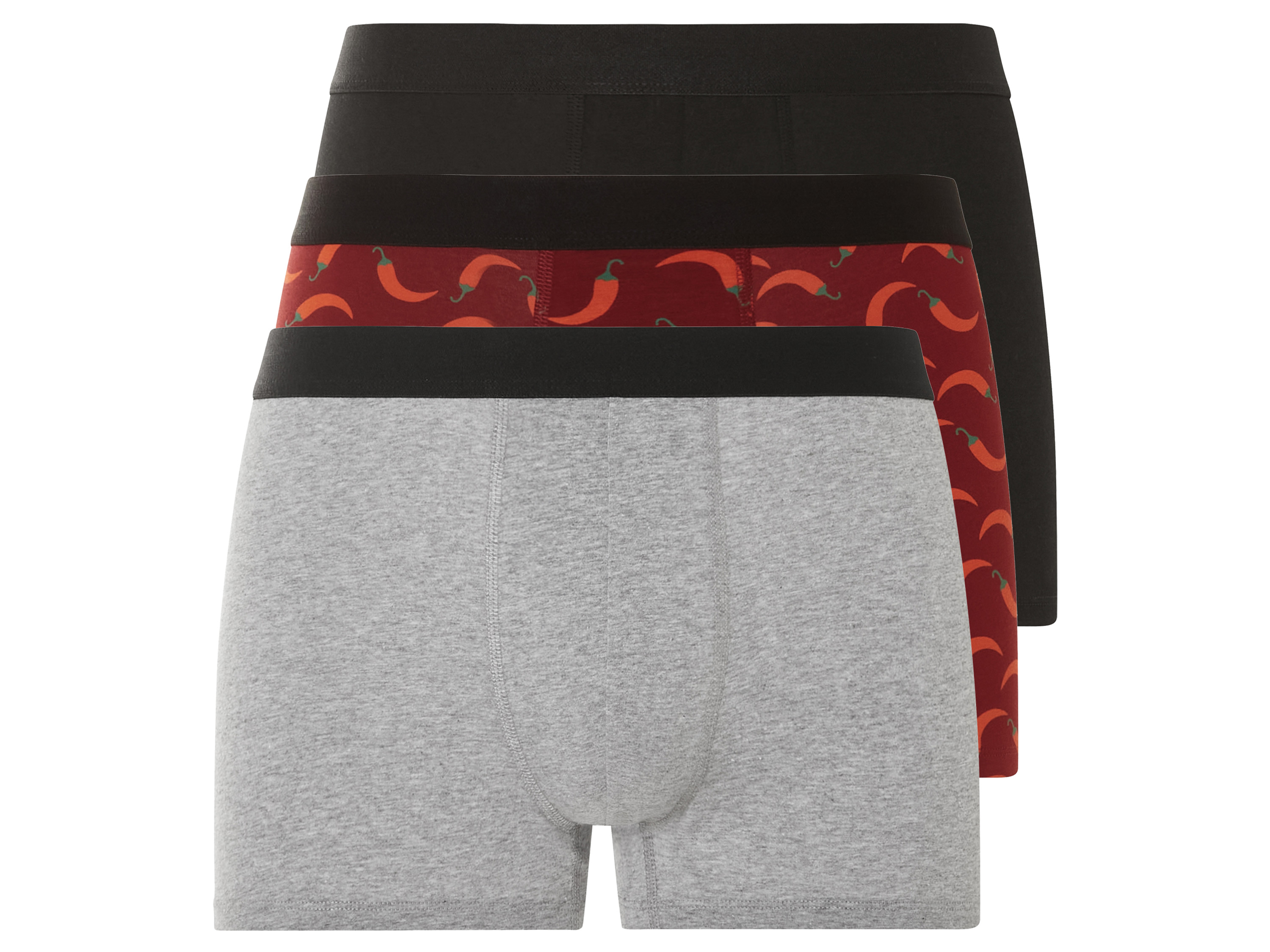 Livergy Bokserki męskie bawełniane, 3 pary 8/Xxl, Czarny/czerwony/szary