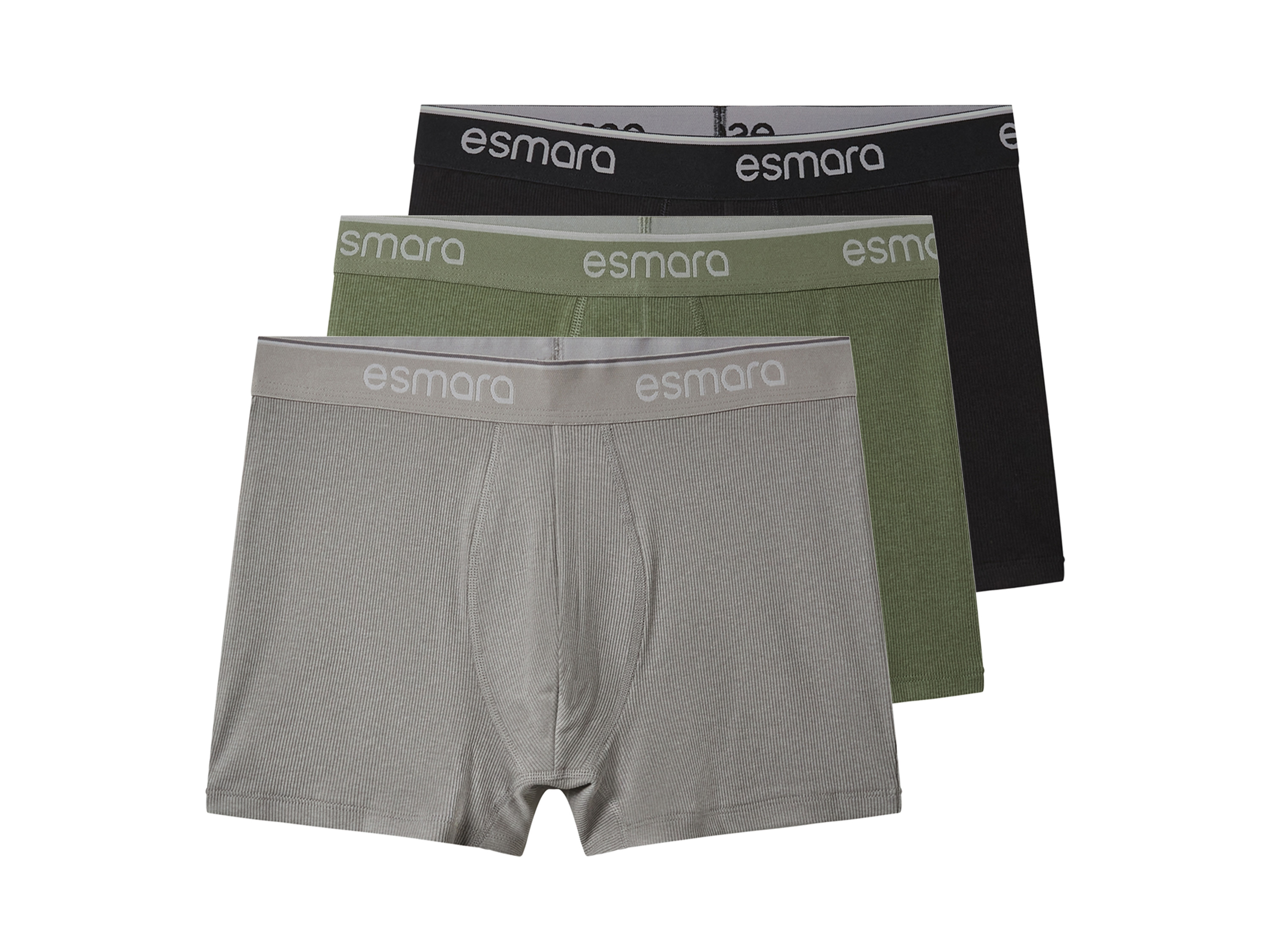 esmara Men Bokserki męskie, 3 pary Czarny/zielony/szary, 8/Xxl
