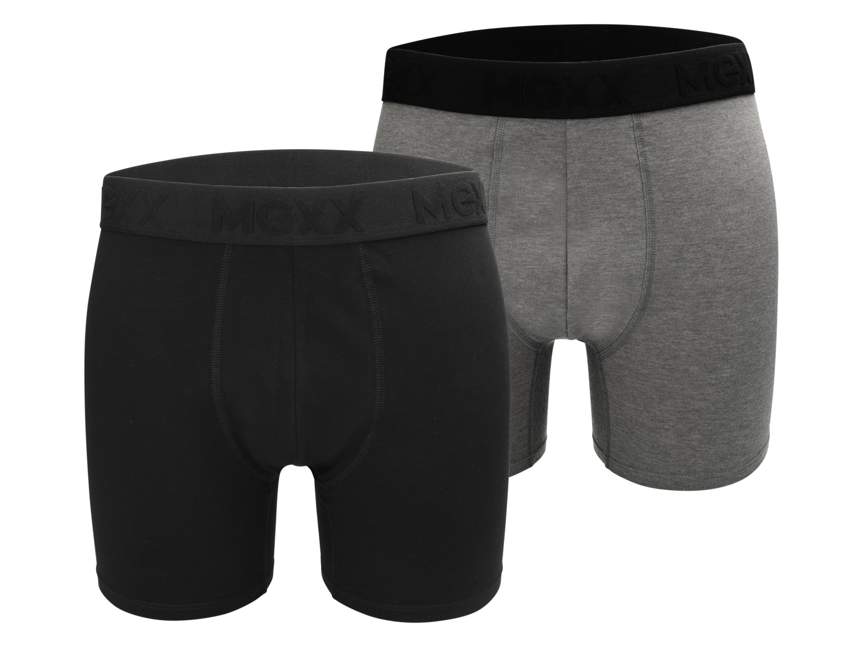 Mexx Bokserki męskie z bawełną, 2 pary Black/Mid Grey Melee, XXL