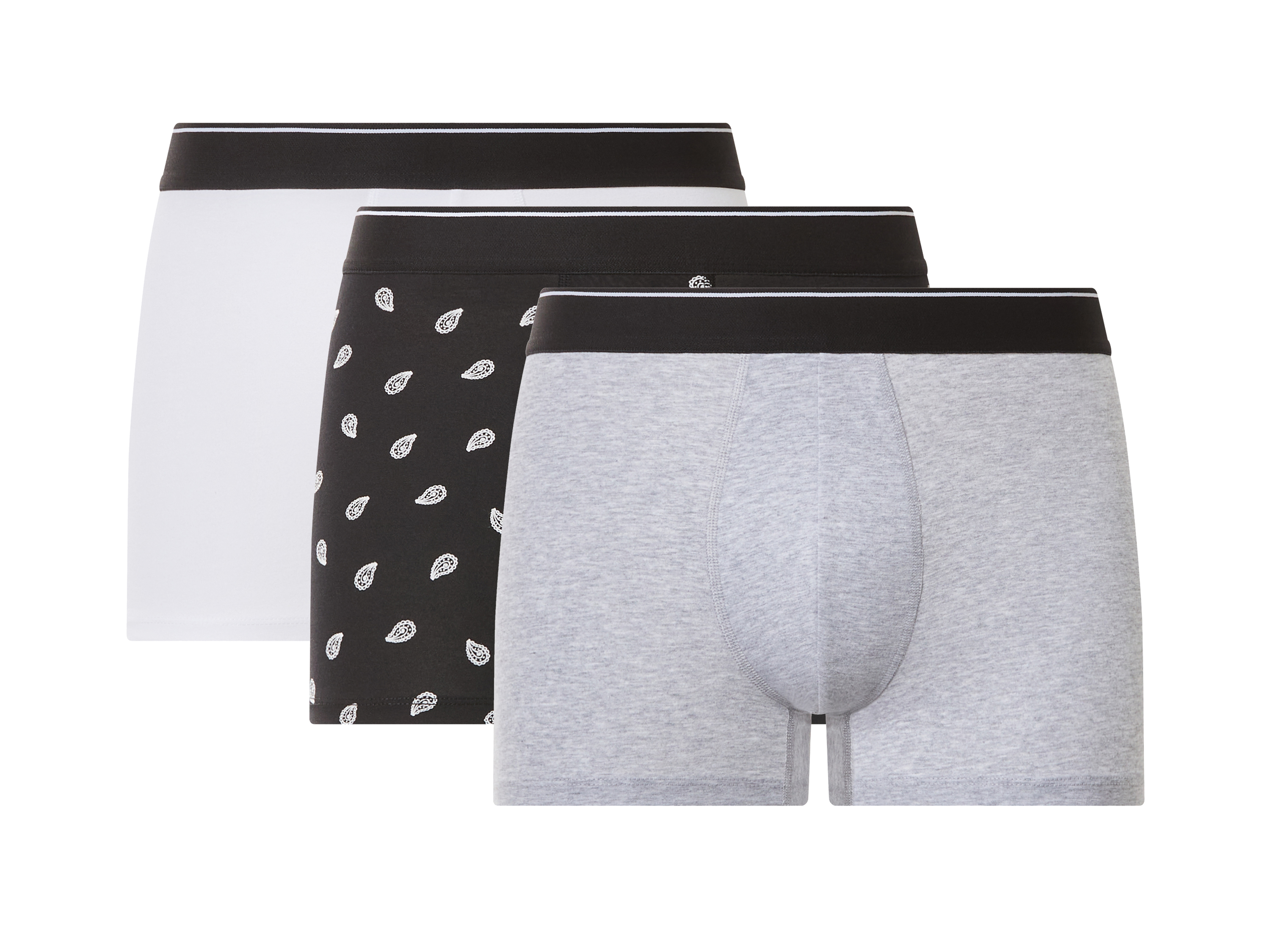 esmara Men Bokserki męskie z bawełną, 3 pary Czarny/ szary/ biały, 7/Xl