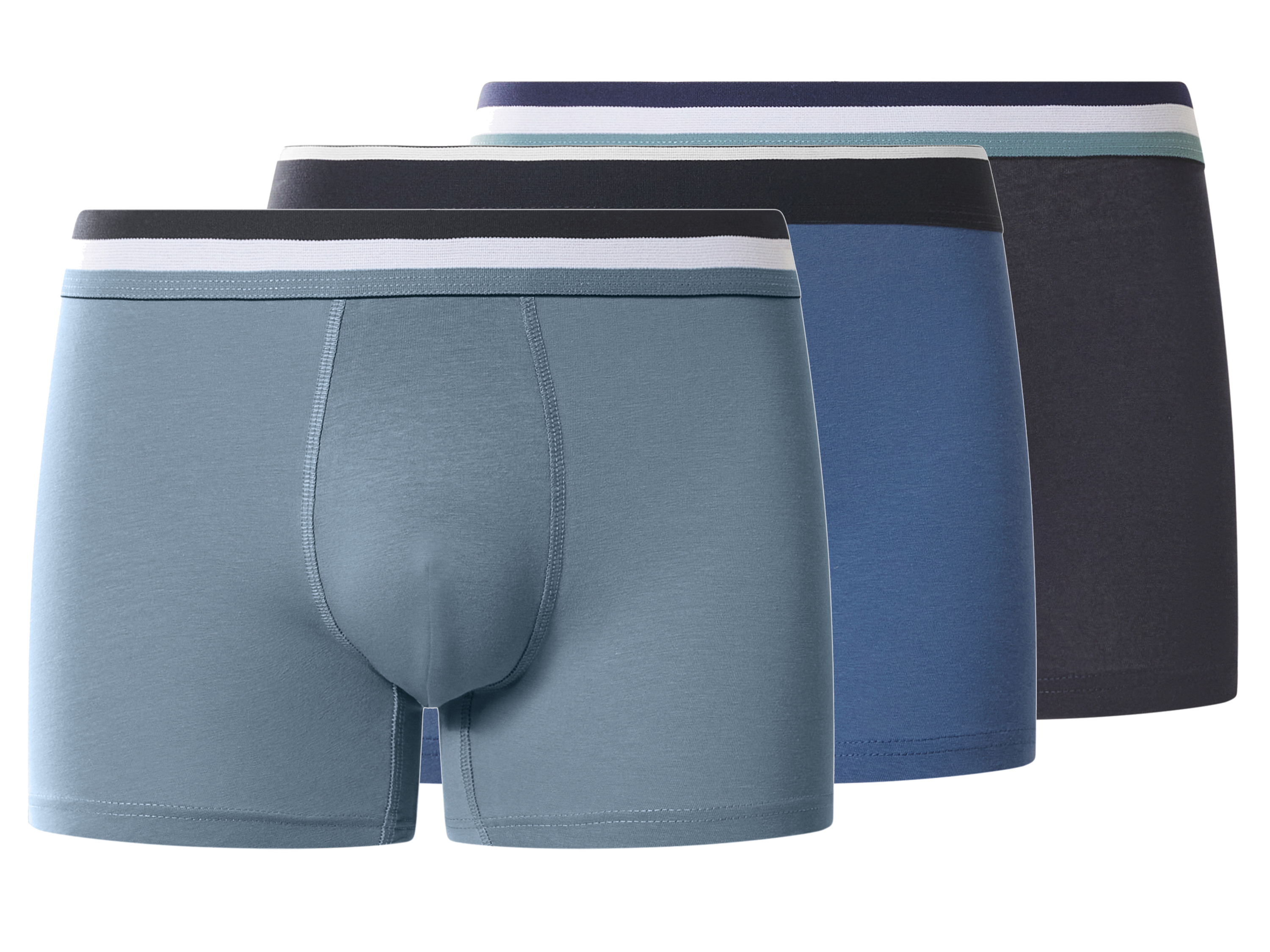esmara Men Bokserki męskie z bawełną, 3 pary Granatowy/niebieski/jasnoniebieski, 8/Xxl