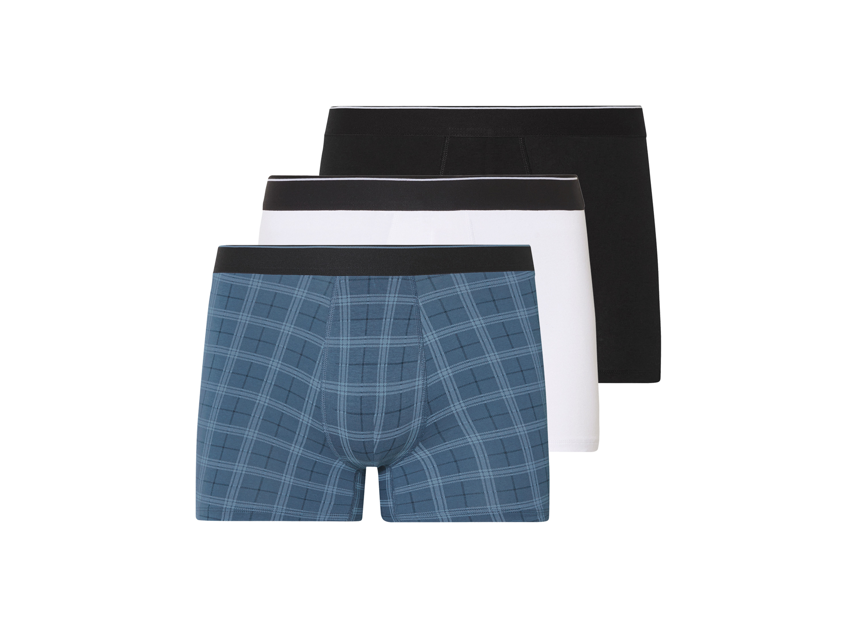 esmara Men Bokserki męskie z bawełną, 3 pary Czarny/w kratkę/biały, 4/S