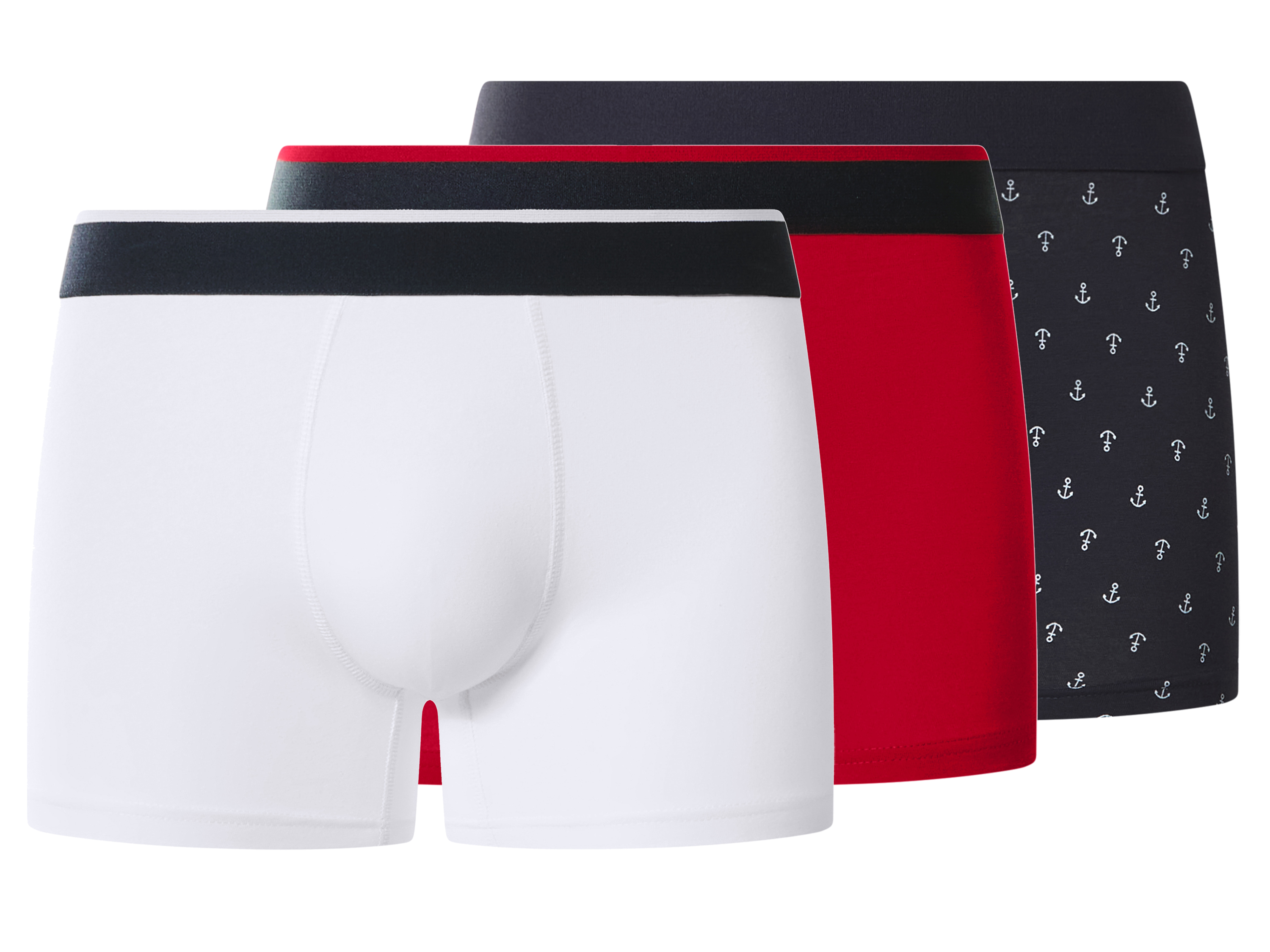 esmara Men Bokserki męskie z bawełną, 3 pary Czerwony/granatowy/biały, 8/Xxl