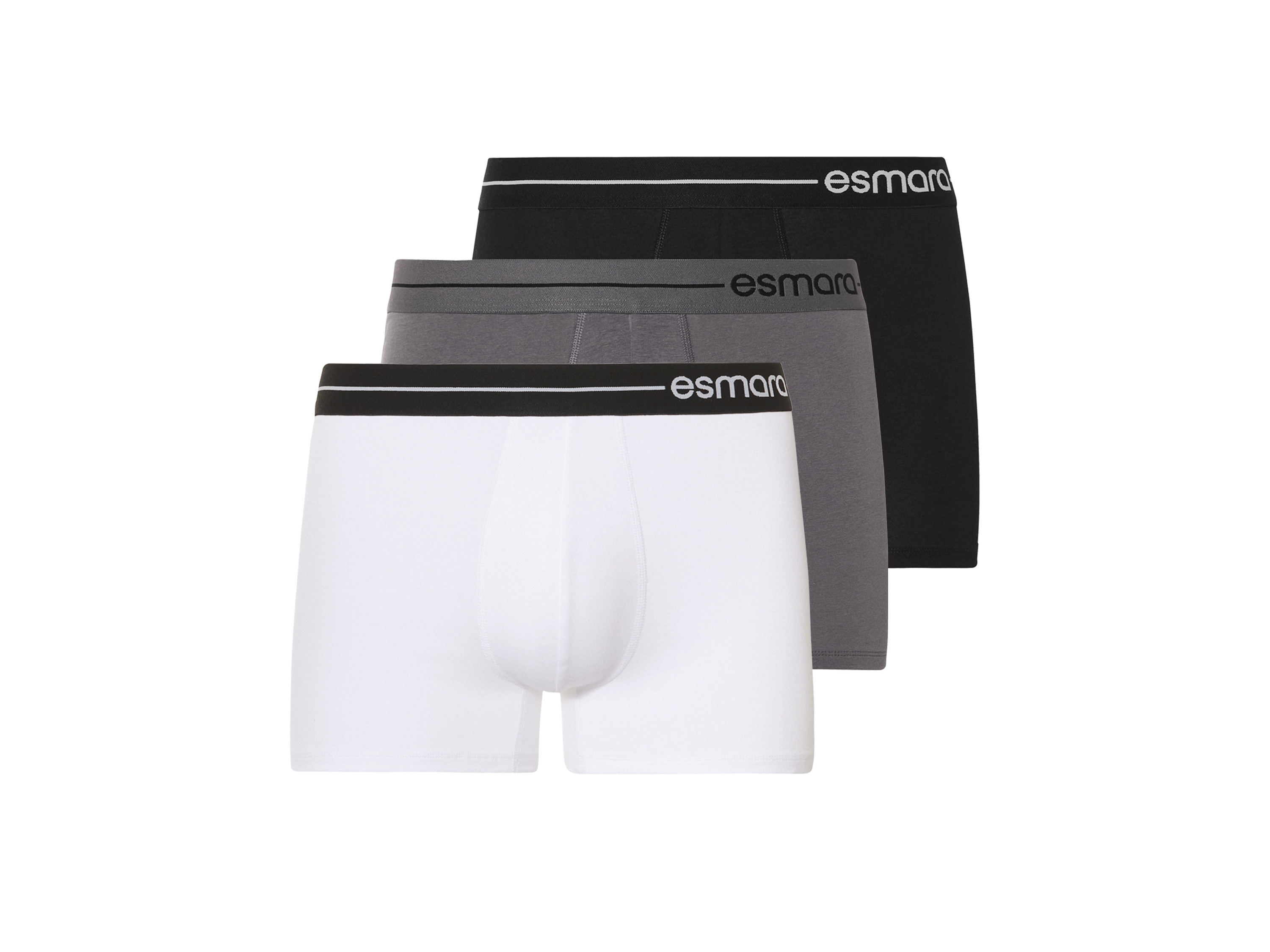 esmara Men Bokserki męskie z bawełną, 3 pary Czarny/ szary/ biały, 7/Xl