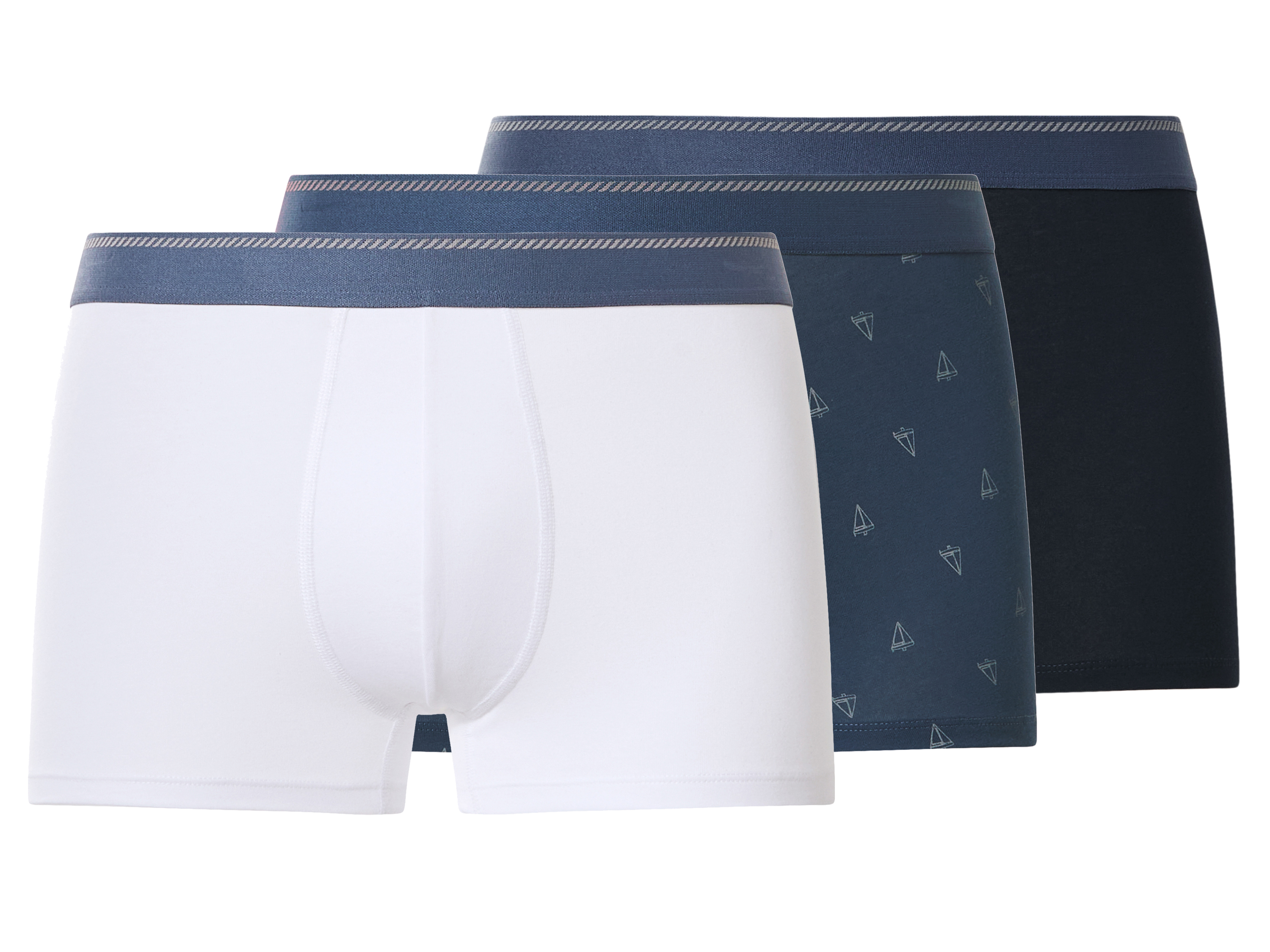 esmara Men Bokserki męskie z bawełną, 3 pary Granatowy/niebieski/biały, 7/Xl