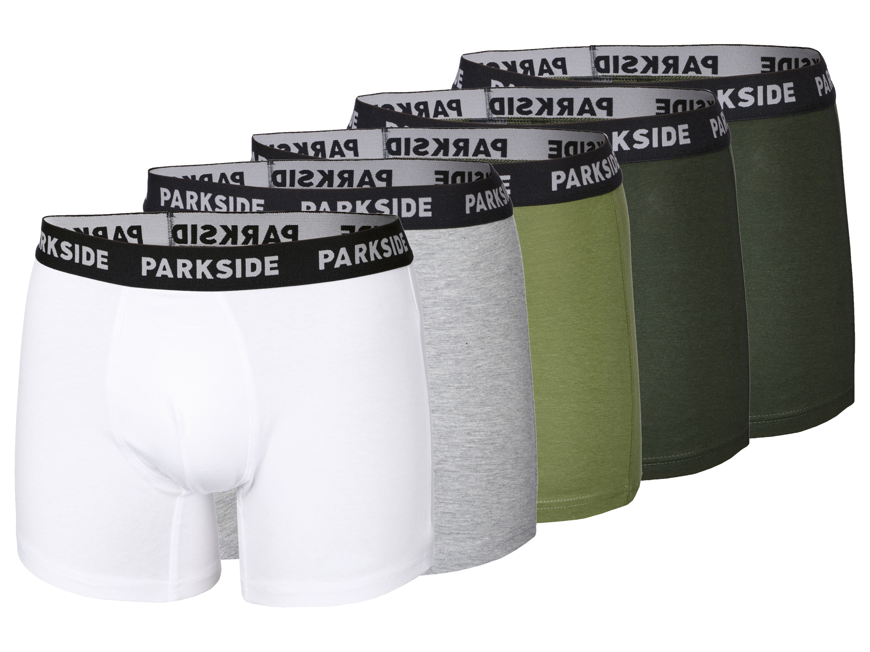 Parkside Bokserki męskie z bawełną, 5 par Szary/zielony/biały, 6/L
