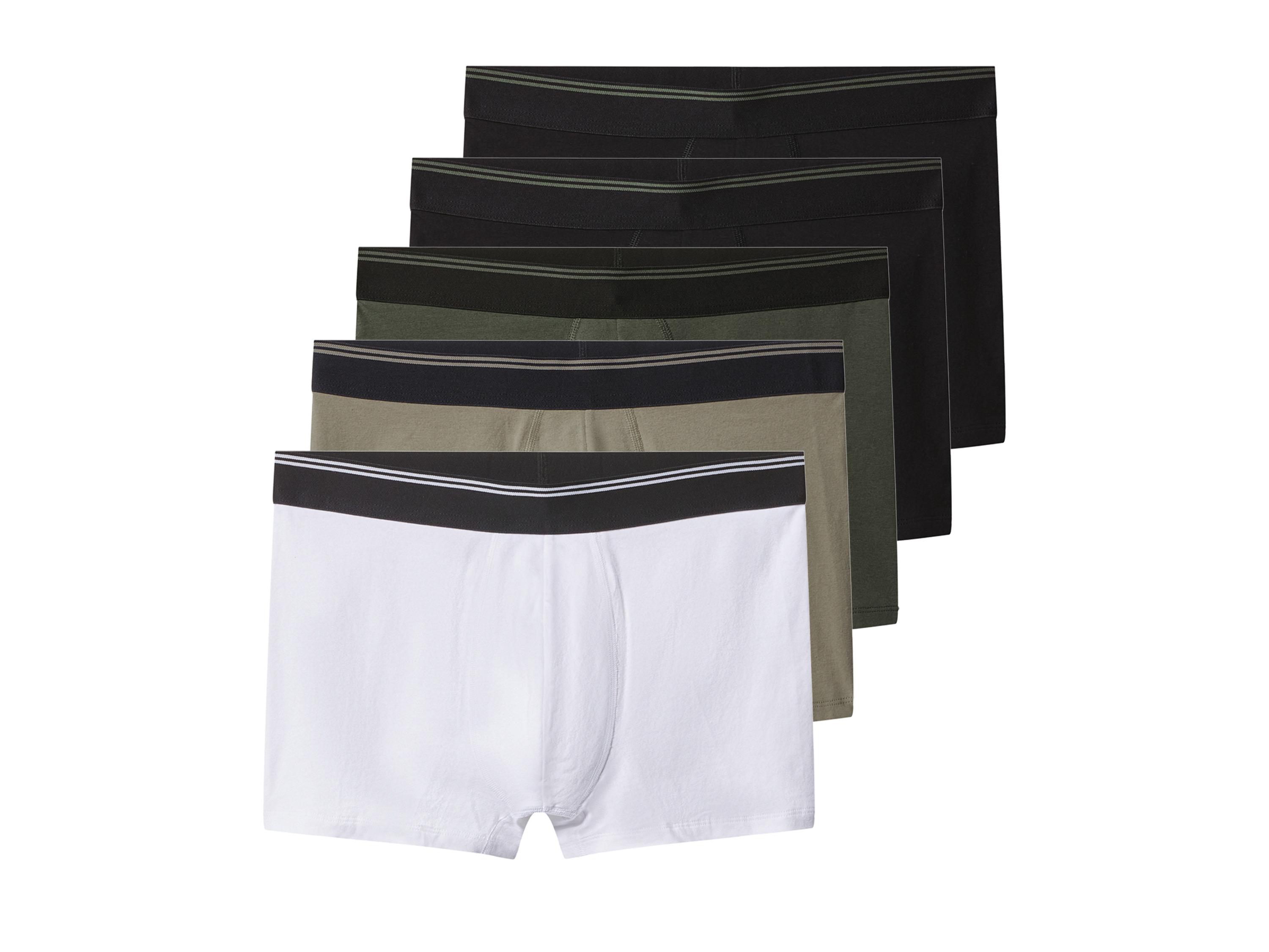 esmara Men Bokserki męskie z bawełną, 5 pary Czarny/zielony/khaki/biały, 5/M