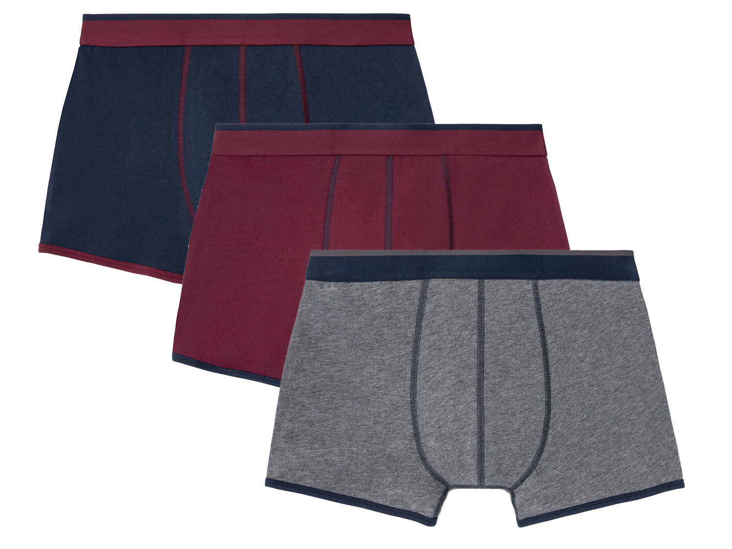 Livergy Bokserki męskie z bawełną, 3 pary Granatowy/czerwony/szary, 7/Xl