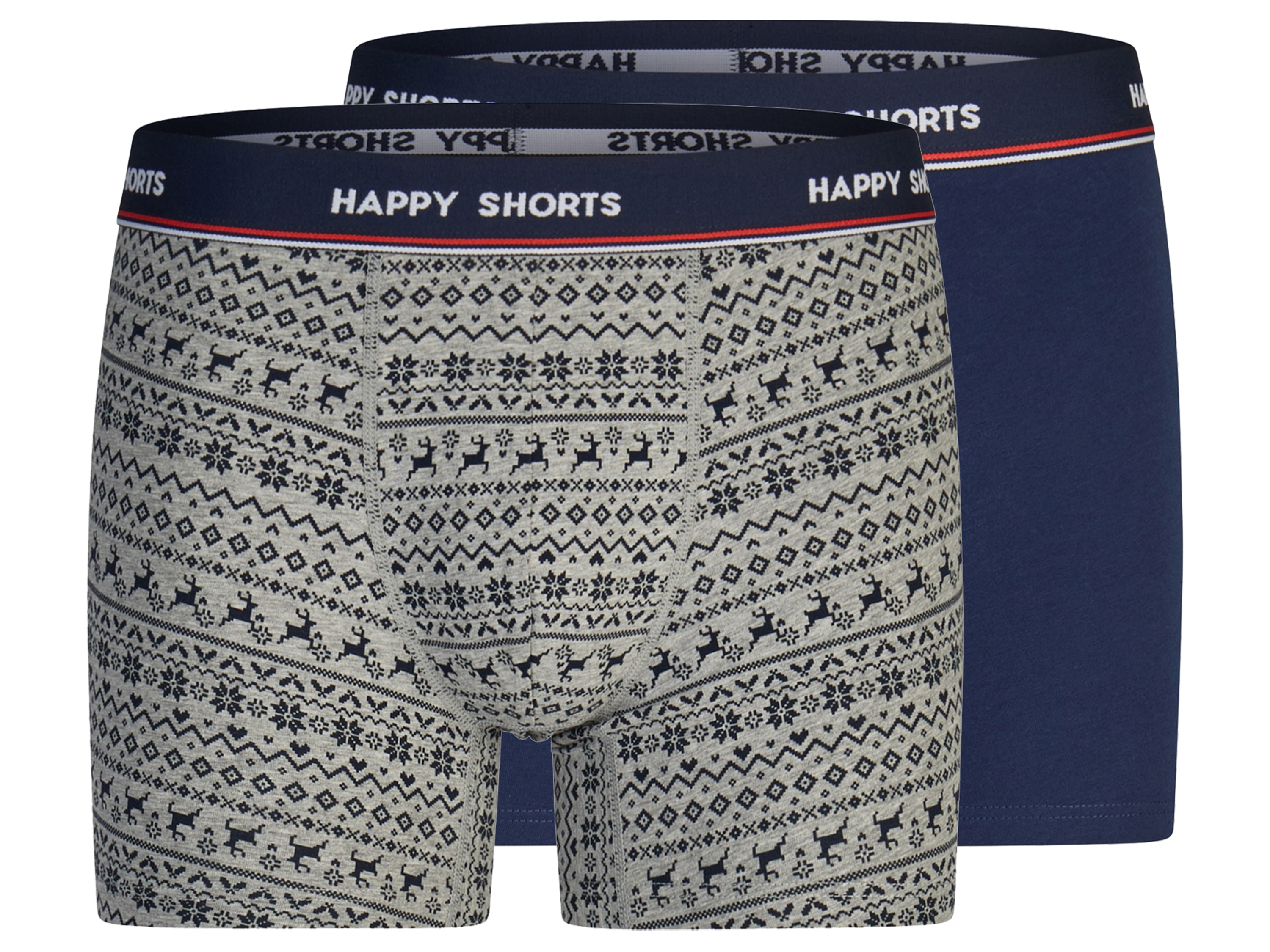 Happy Shorts Bokserki męskie z bawełną, 2 pary Granatowy/szary, L
