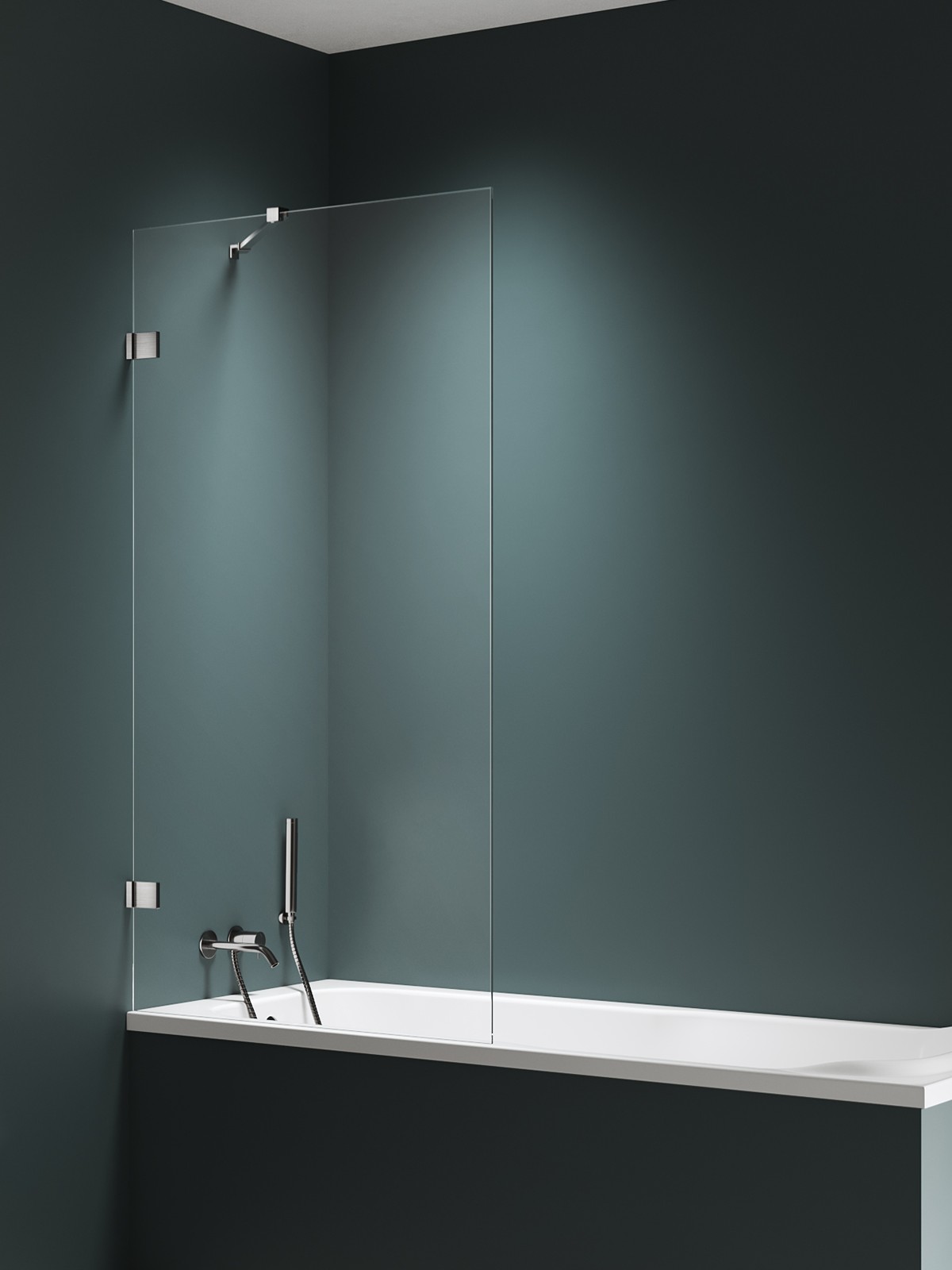 Darmowa Dostawa - Parawan nawannowy 80 cm 1-częściowy szczotkowany/szkło przezroczyste New Trendy Avexa Nickel Brushed EXK8741