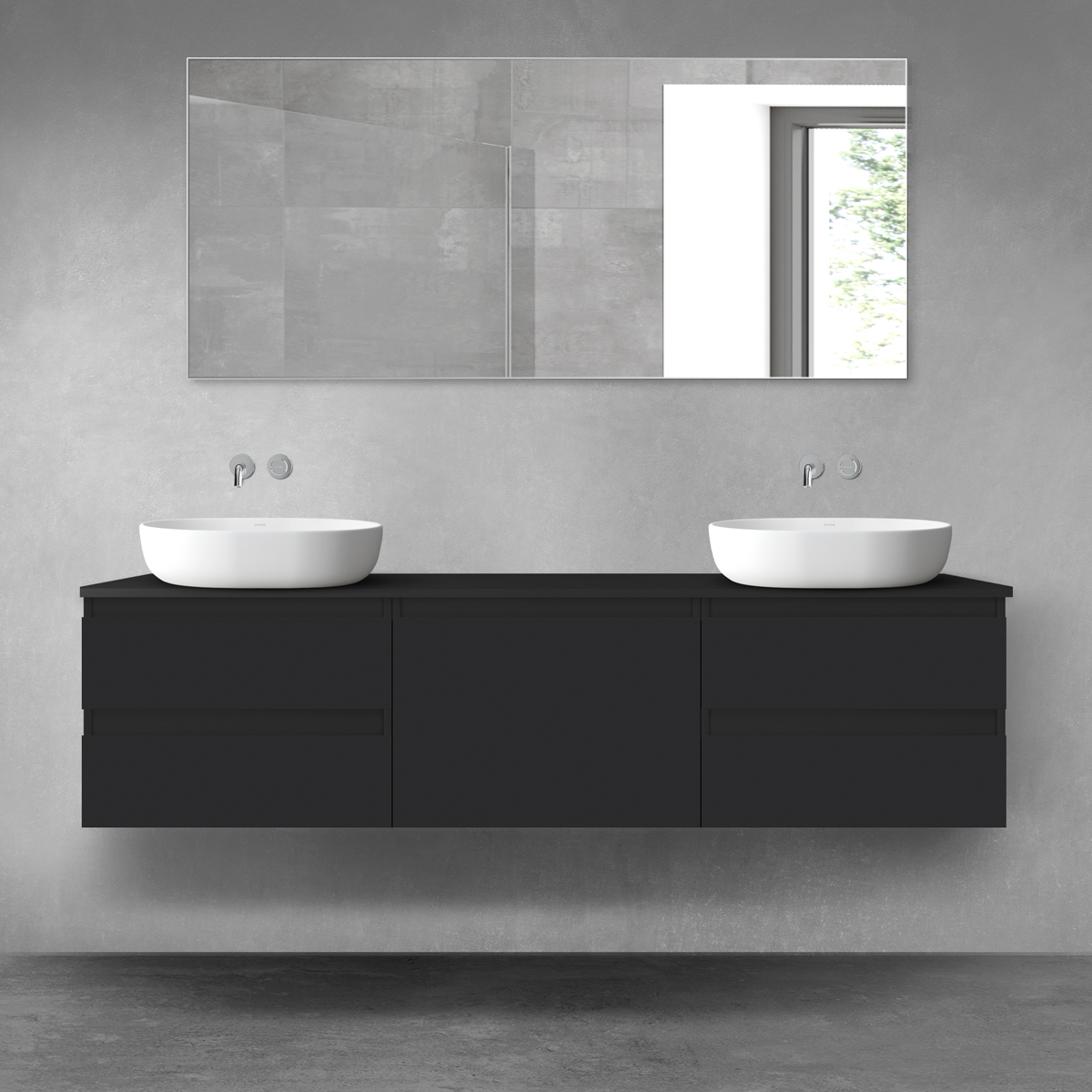 Darmowa Dostawa - Zestaw mebli łazienkowych 180x46.4x48.6 cm podumywalkowa wisząca czarna Oltens Vernal 68491300