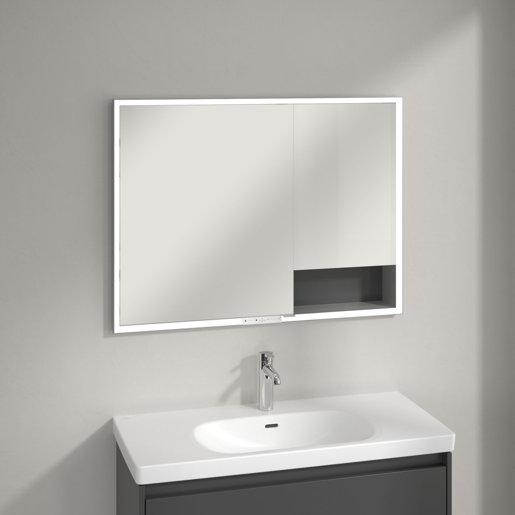 Darmowa Dostawa - Szafka 100x16.8x75 cm z lustrem grafitowa Villeroy & Boch My View+ A48210VR