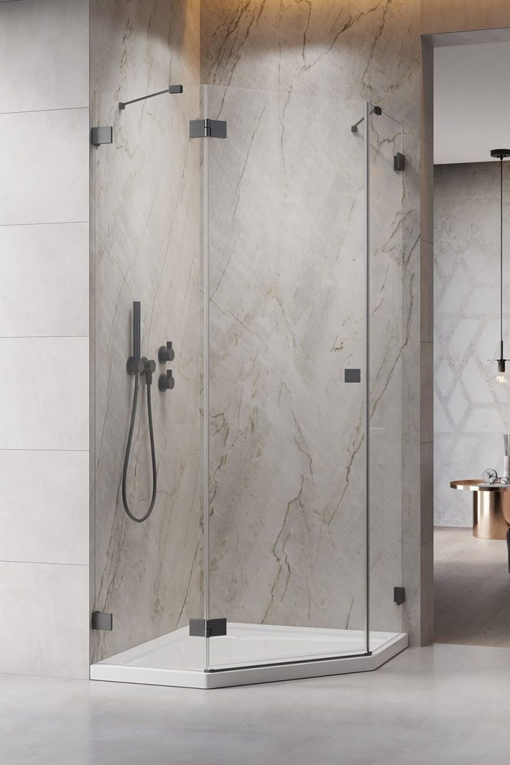 Darmowa Dostawa - Kabina prysznicowa 80x80 cm Radaway Essenza Pro Brushed Gunmetal PTJ 101000009201L/101001000101