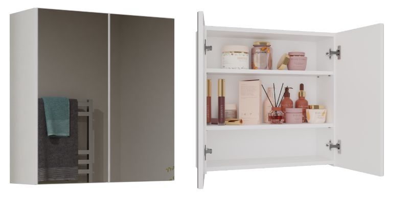 Szafka Łazienkowa Topeshop Wisząca z Lustrem Pola 2DL Biel Mat 22x60x60 cm 1 szt.