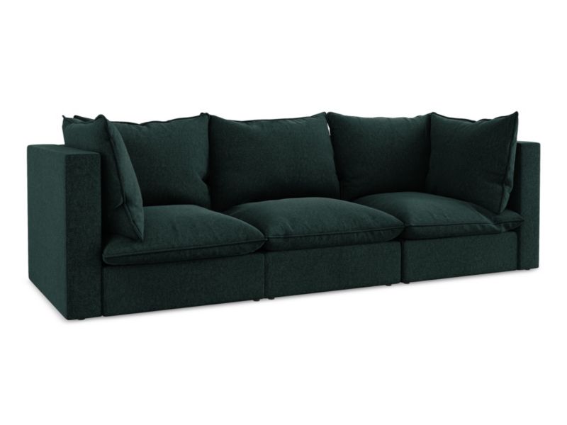 3-osobowa kanapa modułowa LaMiaSofa RAVENNA z tkaniny welwetowej 255x90 cm szaro-zielony 1 szt.