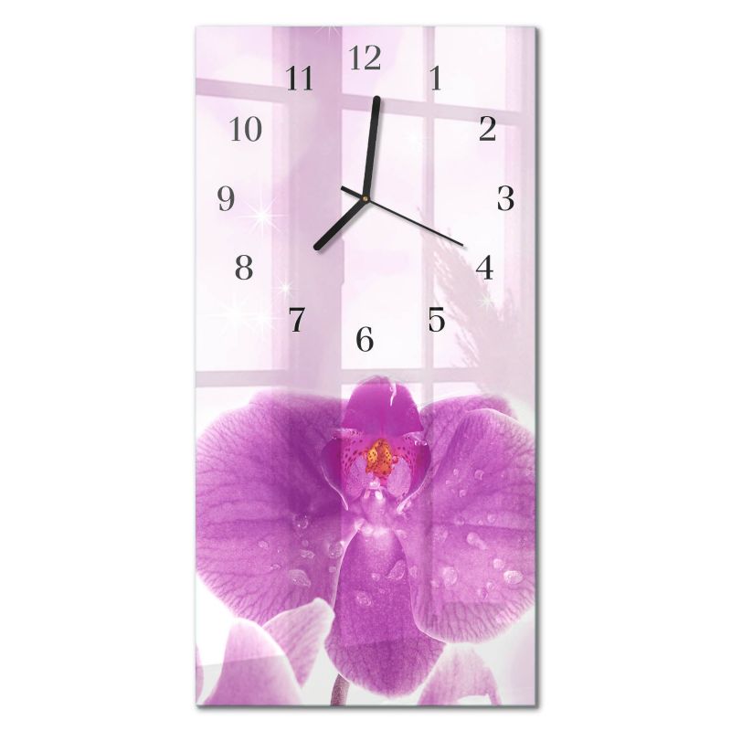 Zegar Ścienny Nowoczesny Tulup 30x60 cm z Czarnymi Wskazówkami Orchidea 1 szt.