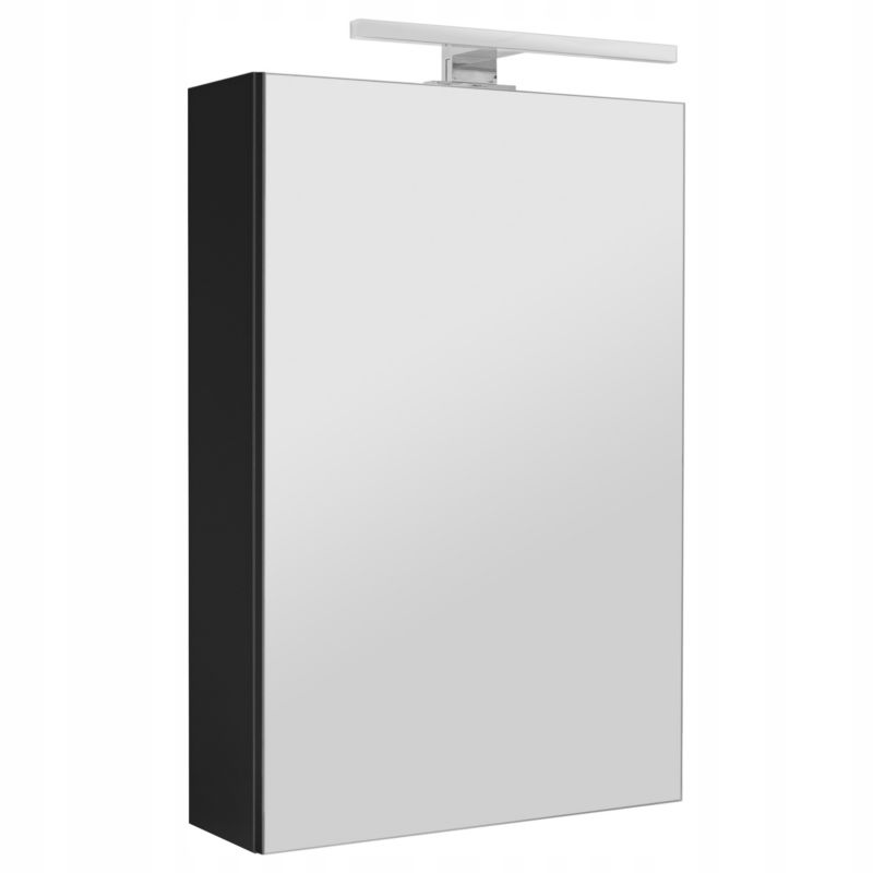 Szafka łazienkowa z lustrem MyFurni, 40 cm, czarna matowa, oświetlenie LED, wisząca, lustrzana, 1 kpl.