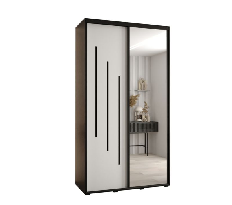 Szafa przesuwna Abiks DAVOS 9 wysoka szer.130cm gł.45cm czarny/biały/czarny 1szt.