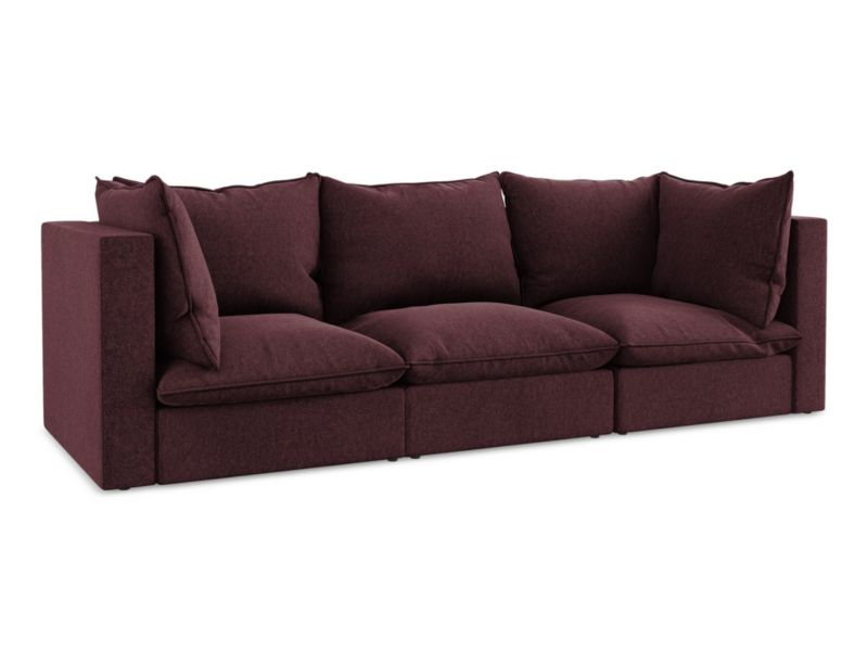 3-osobowa kanapa modułowa LaMiaSofa RAVENNA z tkaniny welwetowej 255x90 cm burgundowy 1 szt.