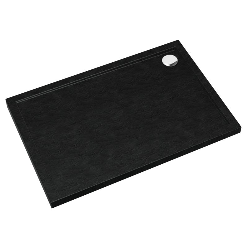 Brodzik prostokątny Schedpol Atla 80 x 100 x 4 cm czarny strukturalny