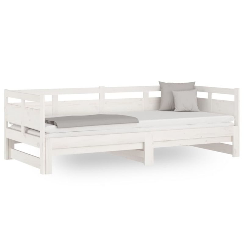 Sofa VidaXL Rozkładana, Lite Drewno Sosnowe, Oszczędność Miejsca, Biała, 1 sztuka