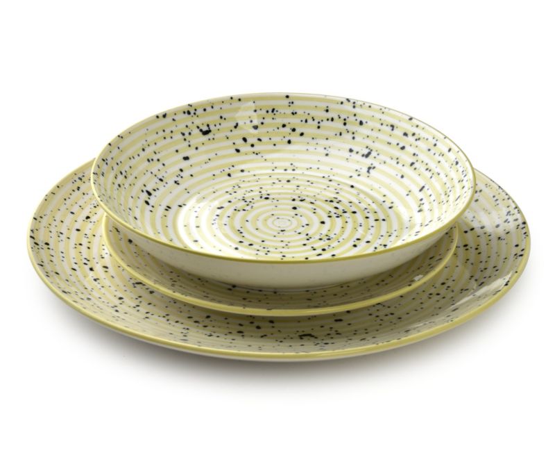 Serwis obiadowy porcelanowy Stripes Beige MONDEX 27/19/20 cm beżowy 18 el