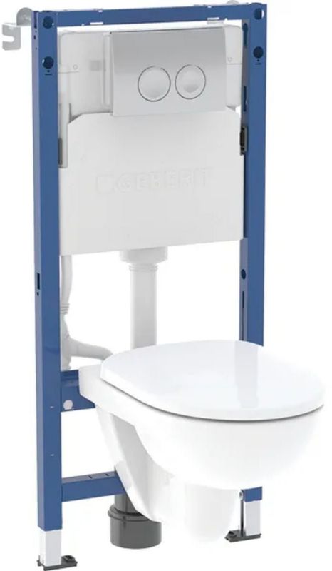 Stelaż podtynkowy Geberit Duofix Basic Delta25 z miską wiszącą Rimfree z deską i przyciskiem chrom 1 szt.