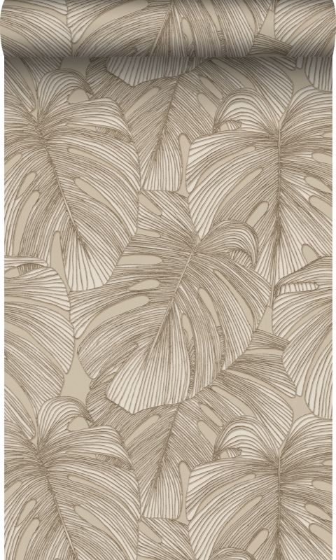Tapeta Origin Wallcoverings Motyw liści 3D piaskowego beżu 50 x 900 cm - 1 rol.