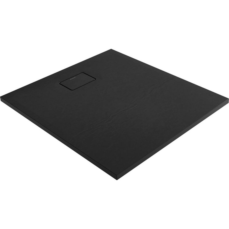 Brodzik prostokątny Oltens Bergytan 100x90 czarny mat, antypoślizgowy RockSurface 1 szt.