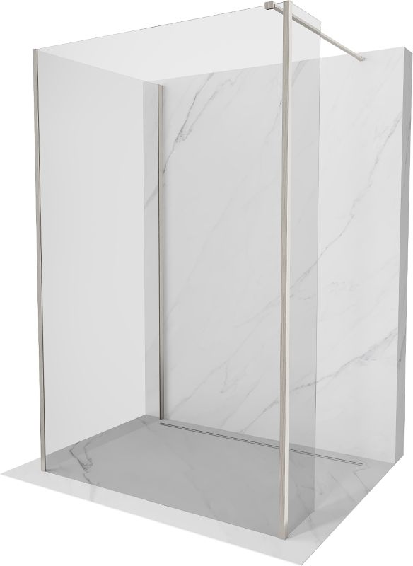 Ścianka prysznicowa Mexen Kioto transparent, nikiel szczotkowany 120x115x30 cm 3 szt.