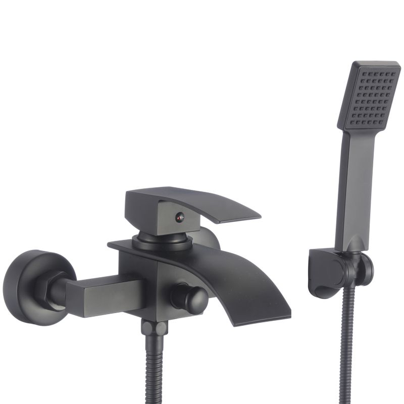 Bateria wannowa BW.TALEA-BLK - YOKA HOME ścienna z prysznicem wodospad czarny mat - 1 szt.