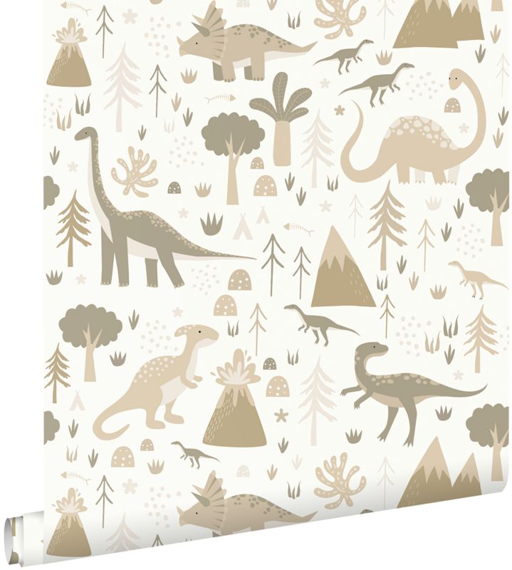 Tapeta ESTAhome dinozaury beżowymItaupe 53 cm x 10.05 m - 1 rol.